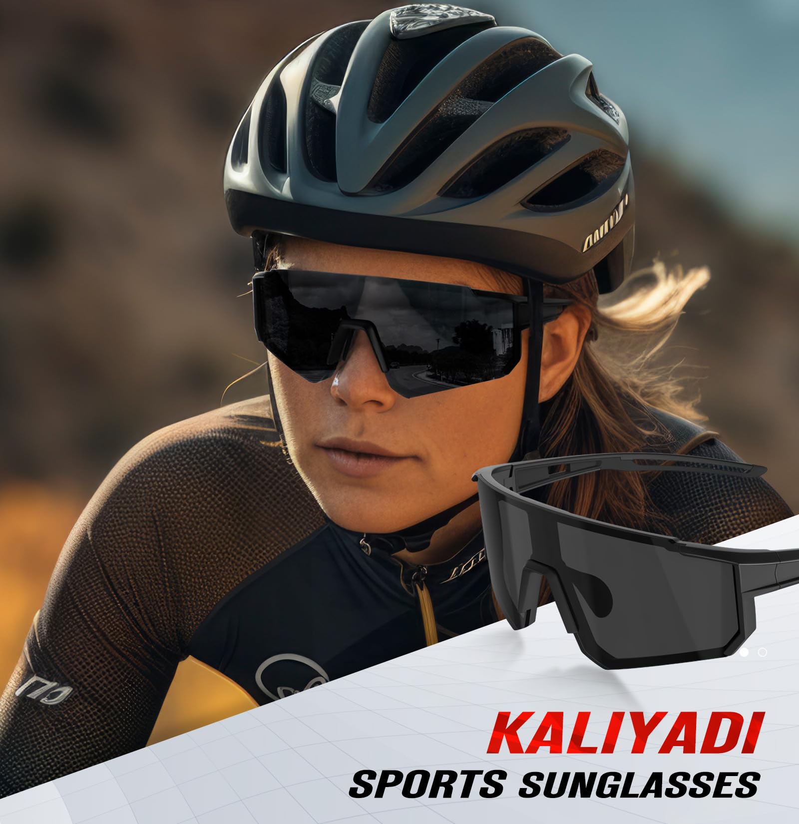 KALIYADI Polarized Sports Sunglasses for Men & Women - UV Protection Running Cycling Driving Fishing Sunglasses - Perfect for Outdoor Activities, Sports, and Travel
