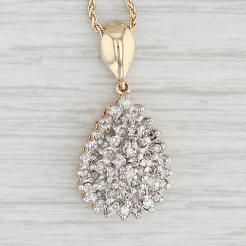 0.44ctw Diamond Cluster Pendant Necklace - 10k Yellow Gold with 24