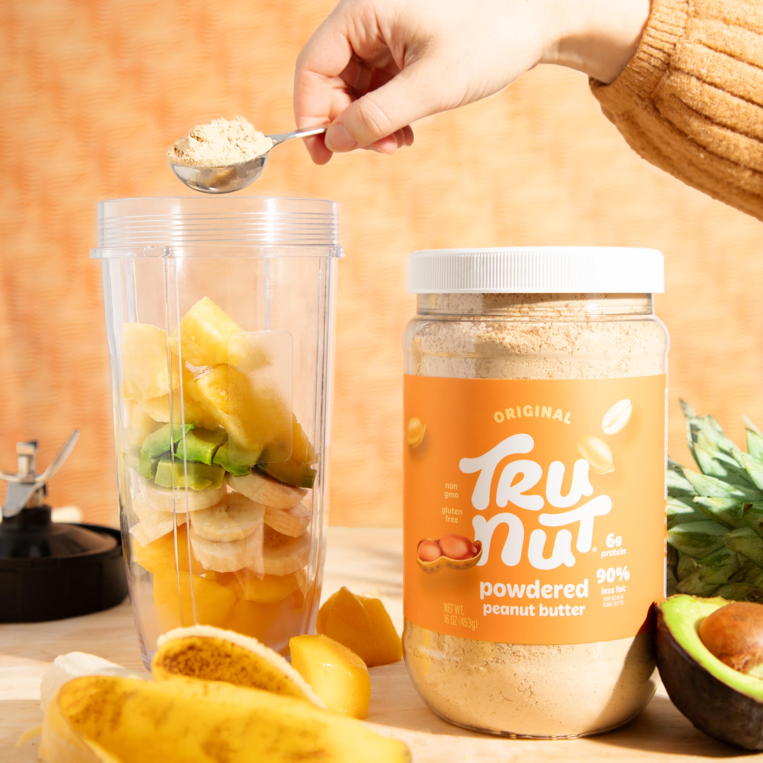 Tru-Nut Chocolate Peanut Butter Powder - 16oz, 6g Protein, 90% Less Fat | Low Carb, Gluten Free | Perfect for Smoothies, Protein Shakes, Baking & Healthy Snacks | Great for Weight Loss & Fitness Lovers