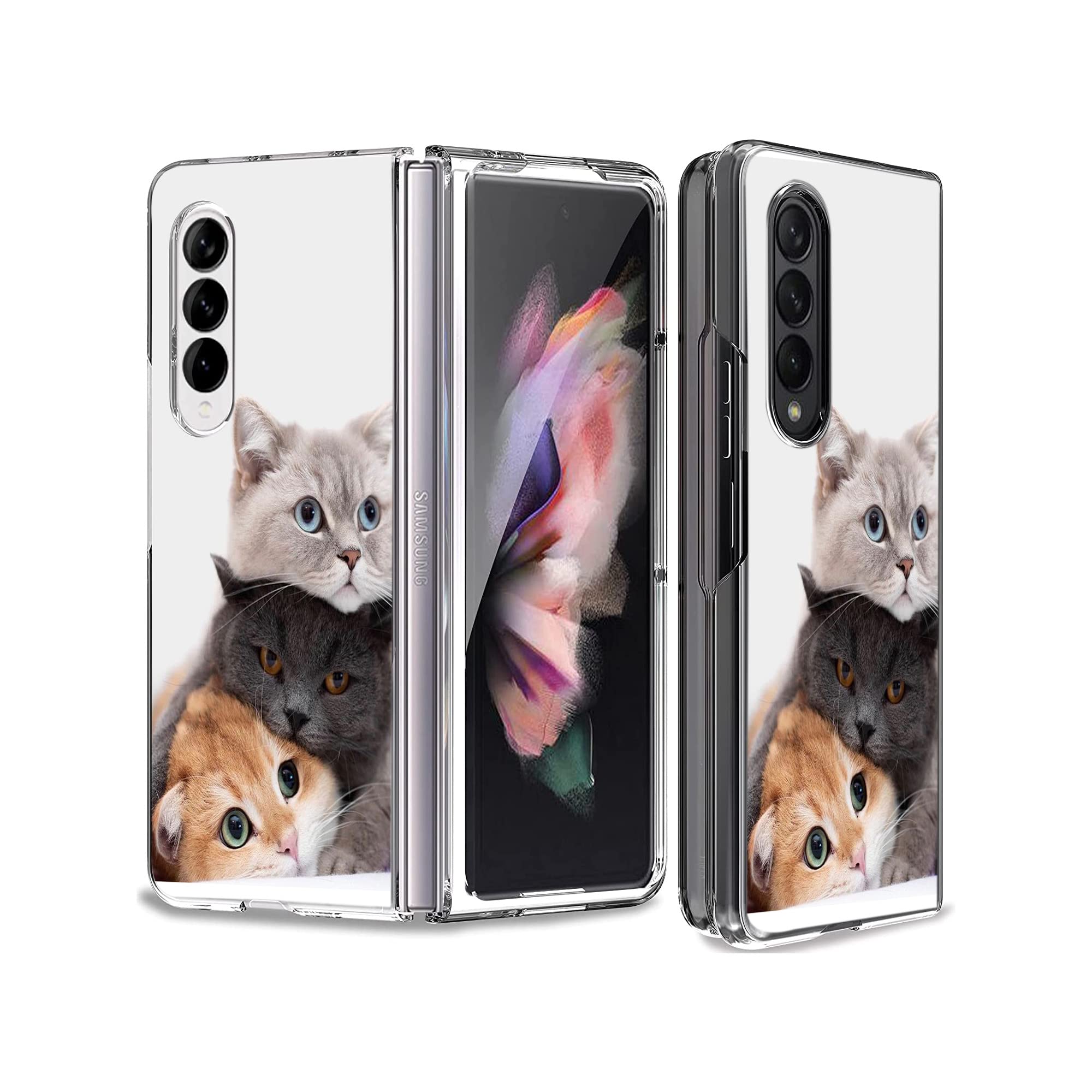 **Samsung Galaxy Z Fold 4 5G Case - Cute Brown Cat Design, Anti-Scratch & Shockproof Hard Protective Cover | Perfect for Work, Travel & Everyday Use**