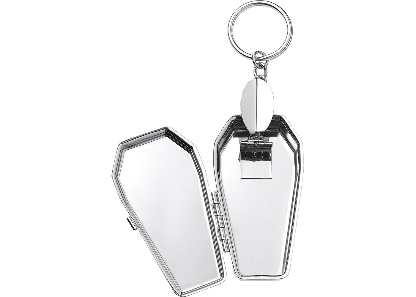 Supreme Silver Coffin Keychain - Gothic Style Accessory for Keys, Bags & Backpacks - Perfect for Halloween, Punk & Rock Fashion