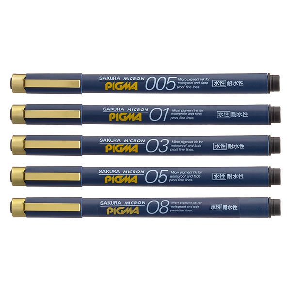 Sakura Pigma Micron Fineliner Pen Set - 5 Pack of Fine Point Rollerball Felt Tip Pens for Drawing, Sketching, Calligraphy & Art Projects - Perfect for Artists, Illustrators & Crafters