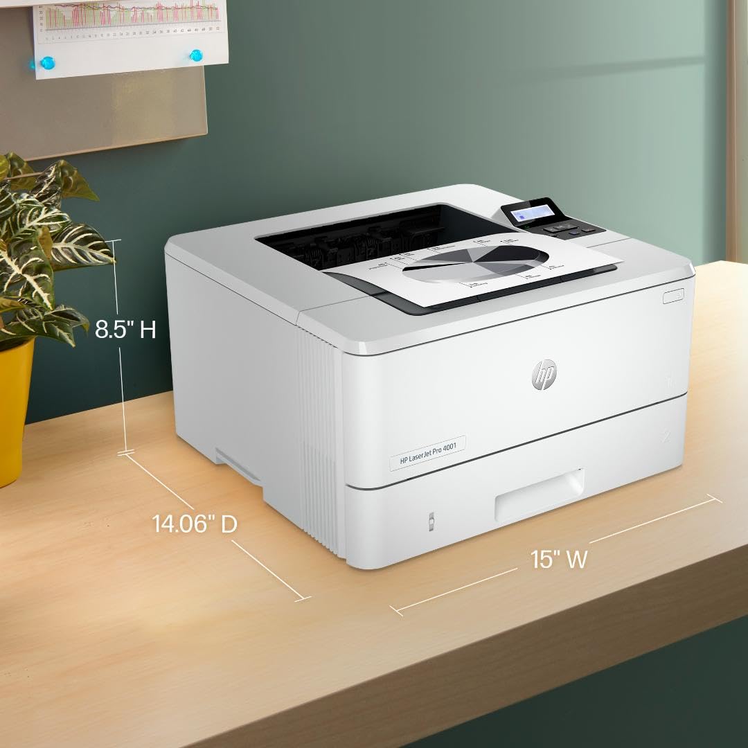 HP LaserJet Pro 4001dw Wireless Monochrome Laser Printer for Office - Fast Printing, Duplex Scanning, Secure Networking (2Z601F) | Ideal for Home Office, Small Business & Remote Work