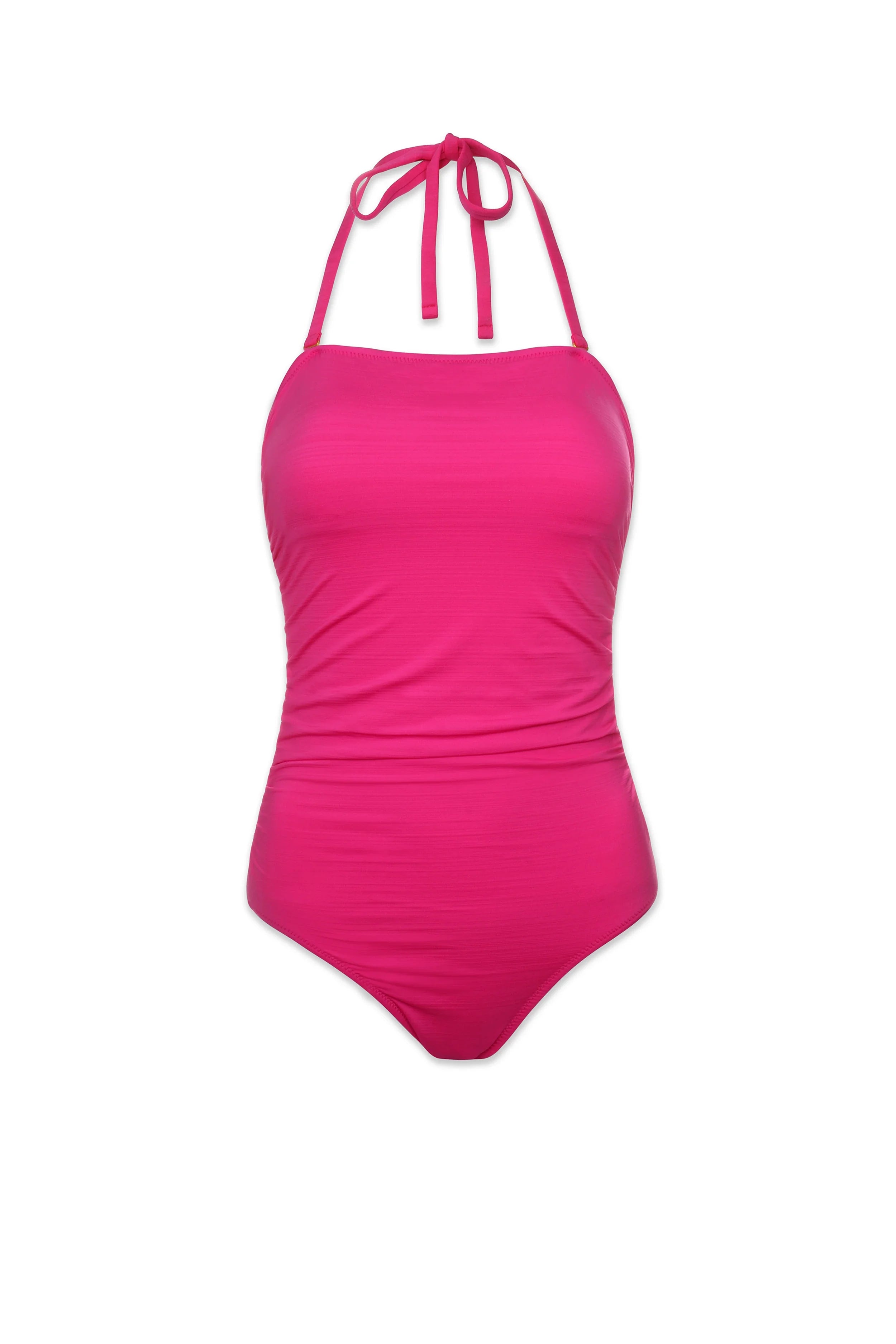 Classic Bandeau One Piece Swimsuit | Textured Lotus Pink Bathing Suit for Women - Perfect for Beach Vacation & Pool Party