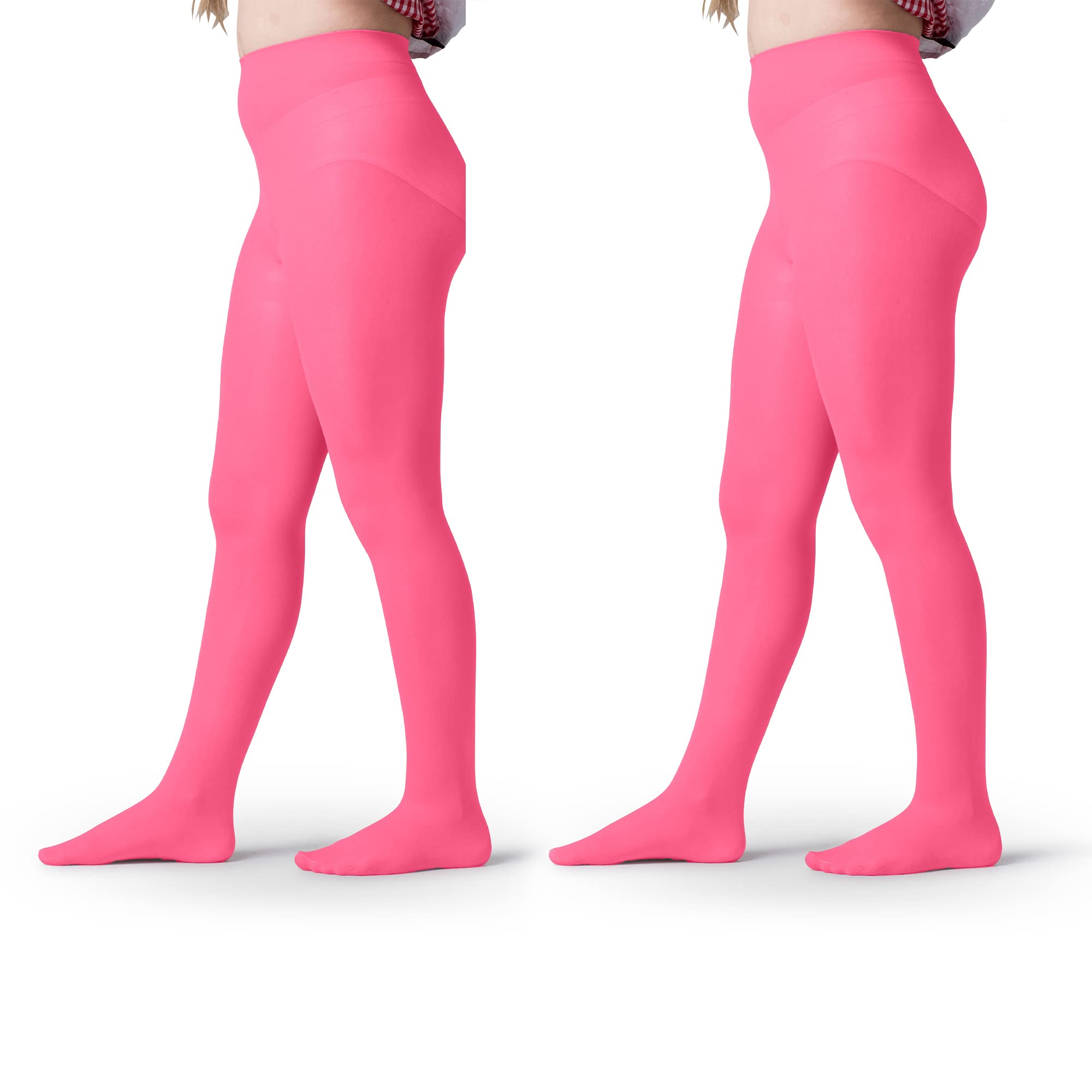 Girls' Opaque Microfiber Tights (2 Pairs) - Black/White/Colored for Toddlers - Perfect for School & Play