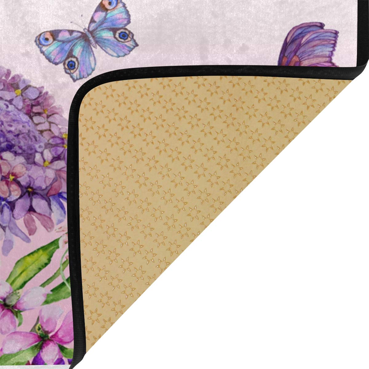 MOYYO Non-Slip Kitchen Mat with Vivid Flowers & Butterflies - Anti-Fatigue Comfort Floor Mat, Oil & Stain Resistant, Easy to Clean - Perfect for Kitchen, Bathroom, Indoor & Outdoor Use