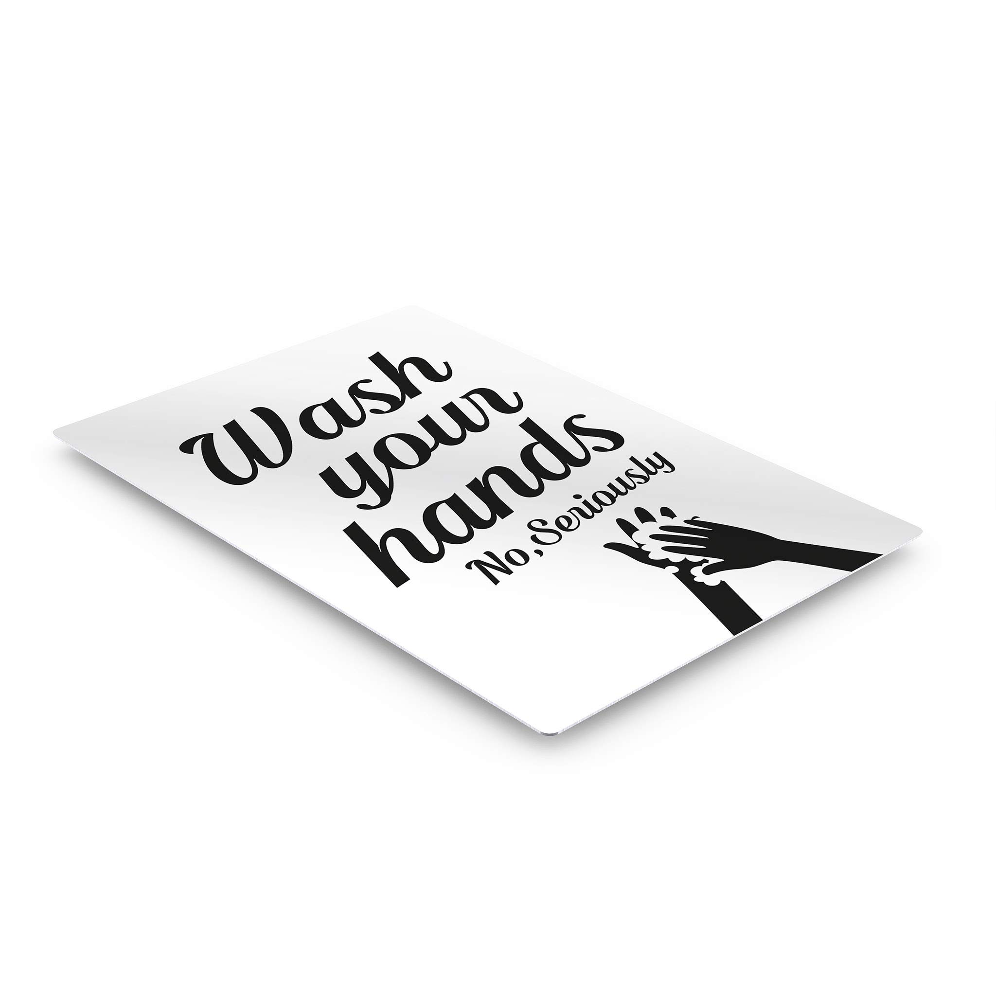 Funny Bathroom Wall Art - 'Wash Your Hands No Seriously' Metal Print Sign | 24x16 Ready to Hang Home Decor | Made in USA | Perfect for Powder Rooms, Guest Baths & Farmhouse Style Decor