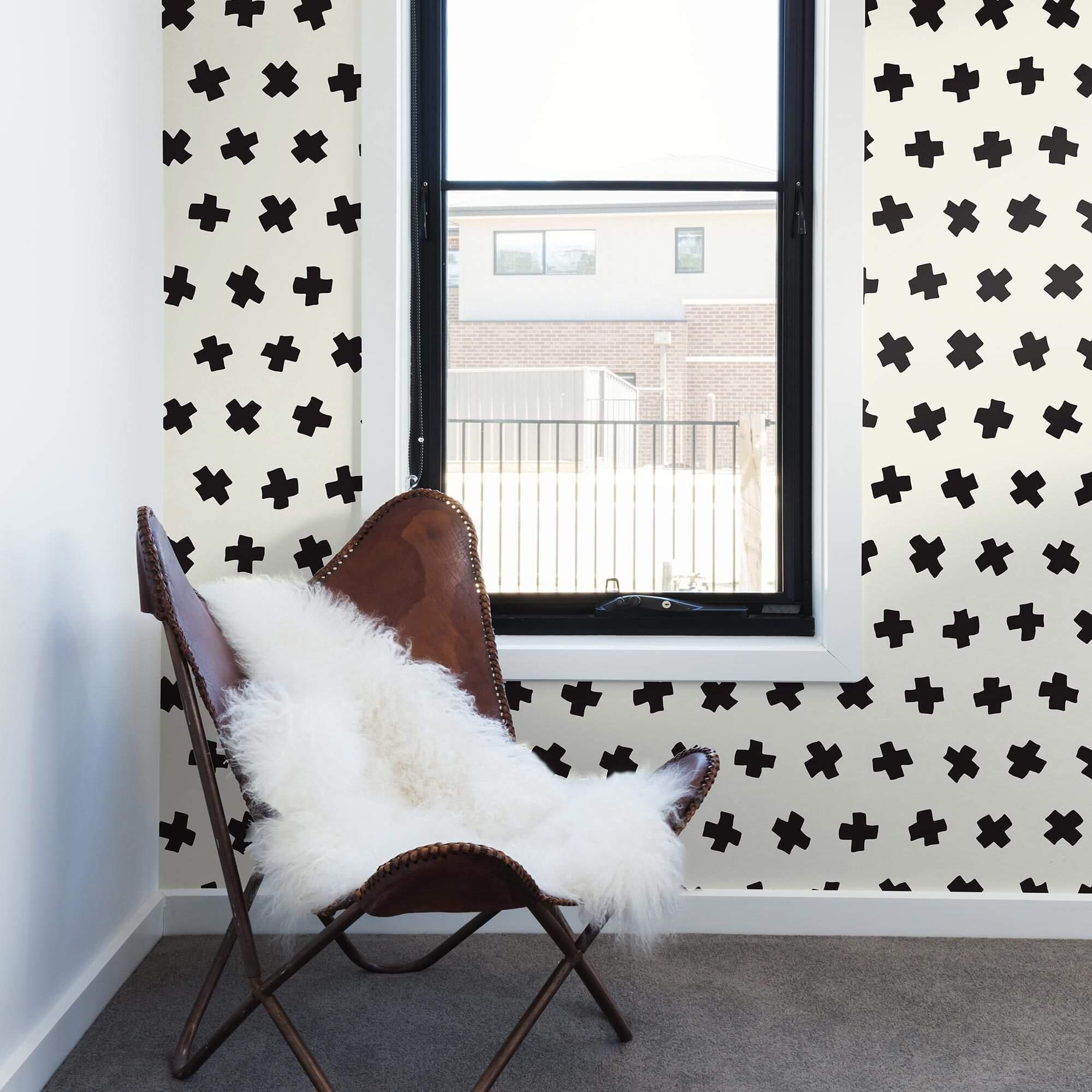 Black Geometric Peel and Stick Removable Wallpaper - Self-Adhesive Decorative Wall Covering for Bedroom, Living Room, Office & Home Decor