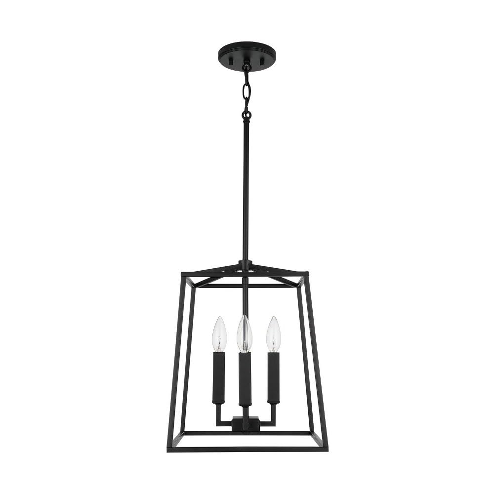 Capital Lighting 537641MB Thea Lantern Foyer Pendant Light Fixture - 4-Light 240W Matte Black Chandelier - 15