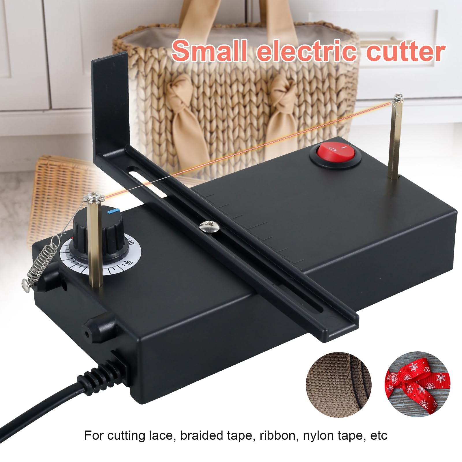 Electric Ribbon Cutter with 3 Heating Wires - Hot Thermal Rope Cutting Tool for Elastic Bands & Braided Ribbons | Safe & Portable Heat Cutter for DIY Crafts, Gift Wrapping & Fabric Projects