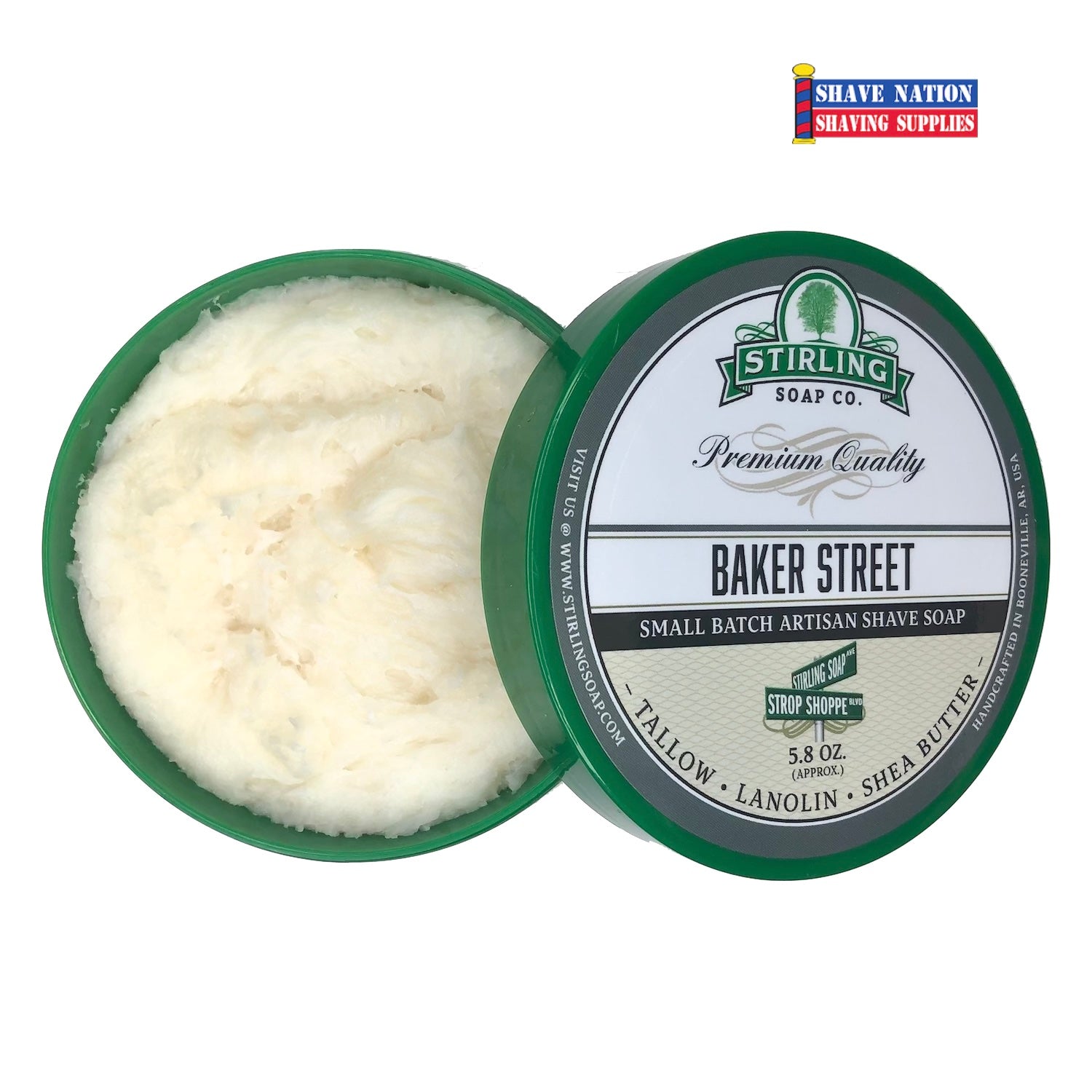 Premium Stirling Shaving Soap for Men - All-Natural Glycerin Shaving Soap Bar with Shea Butter & Essential Oils - Smooth, Close Shave for Sensitive Skin - Perfect for Wet Shaving, Travel & Grooming Kits