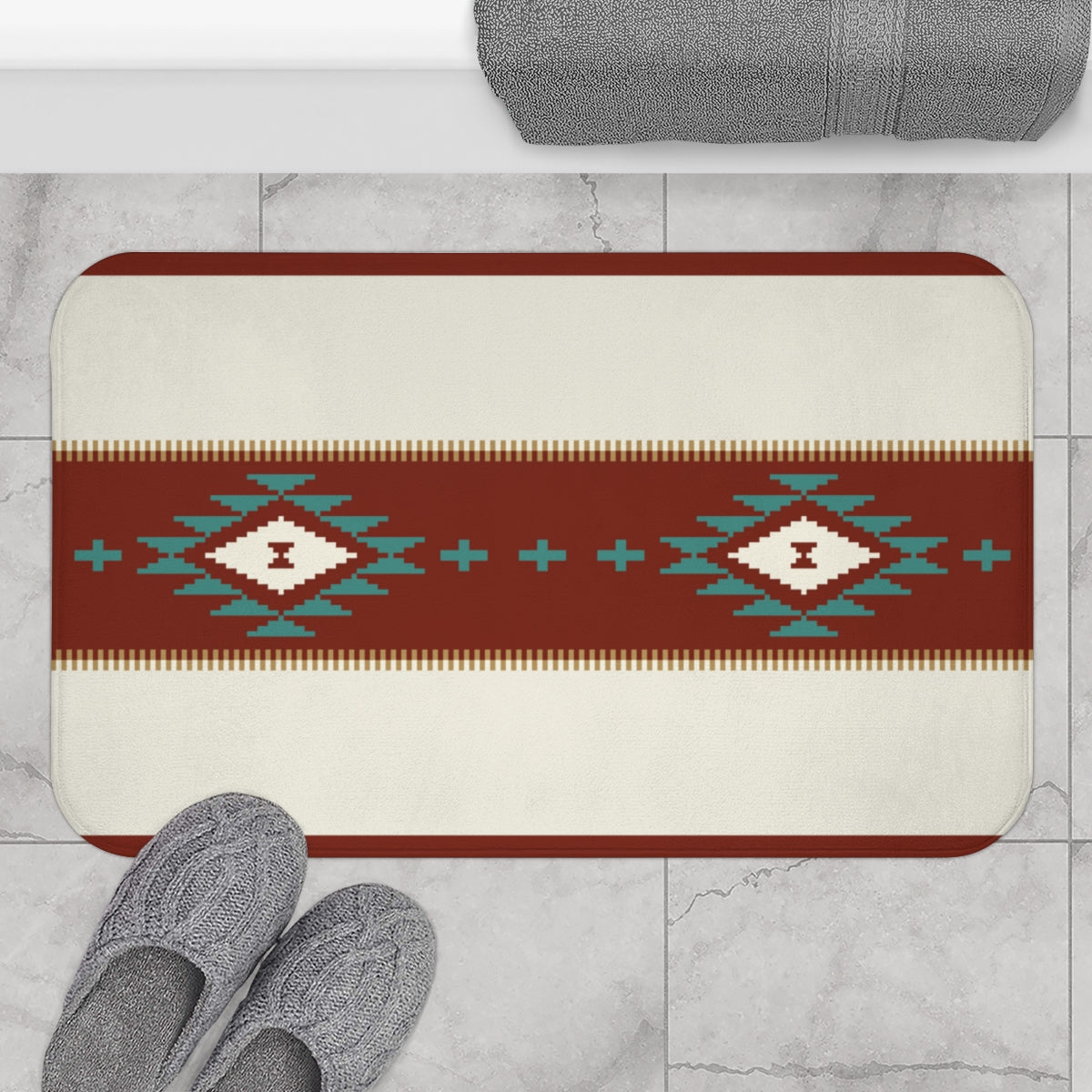 Sedona Falls Print Bath Mat - Southwestern Bathroom Decor, Non-Slip Microfiber Polyester Bath Rug for Shower, Tub & Bathroom Floor
