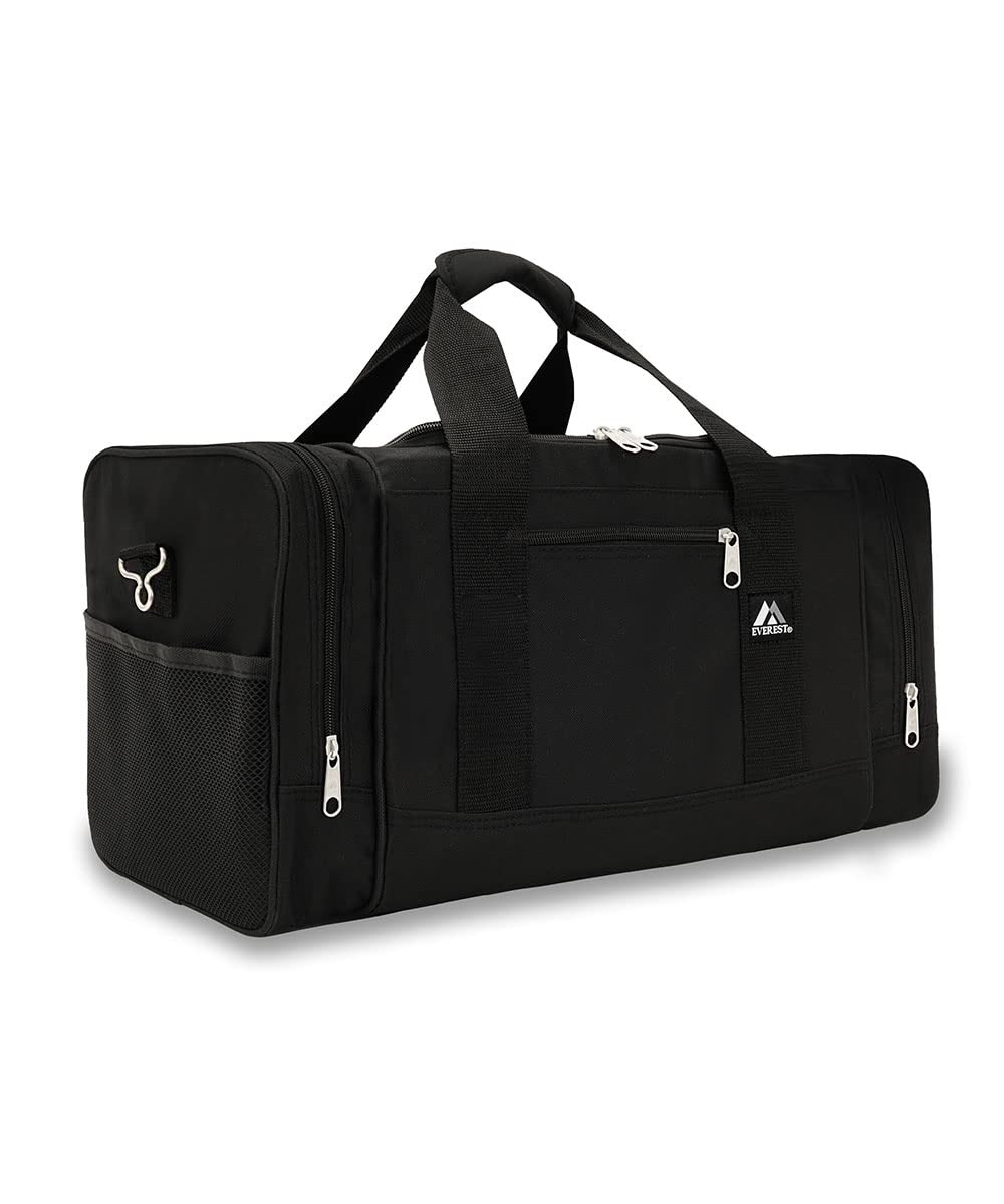 Everest Sporty Gear Luggage Bag - Large Black Travel Duffel for Gym, Hiking & Outdoor Adventures | Durable & Spacious One Size Fits All