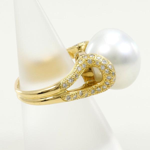 18K Yellow Gold South Sea Pearl Diamond Ring for Women - Elegant Bridal Jewelry, Wedding & Engagement Gift, Anniversary Present, Special Occasion Accessory