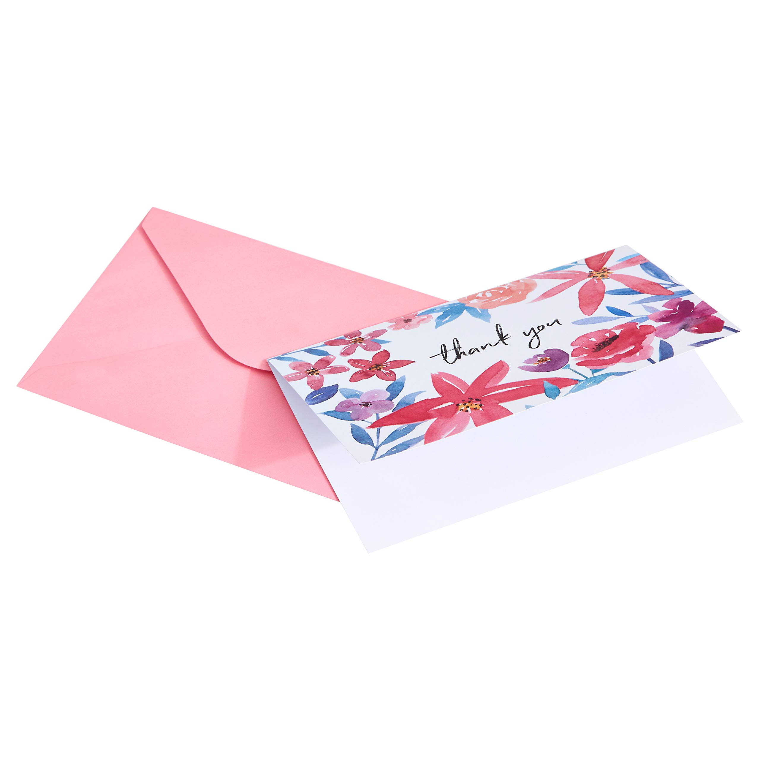 Amazon Basics Thank You Cards and Envelopes Set - 48 Count Floral Design Greeting Cards with Matching Envelopes - Perfect for Weddings, Birthdays, Appreciation Gifts & Special Occasions