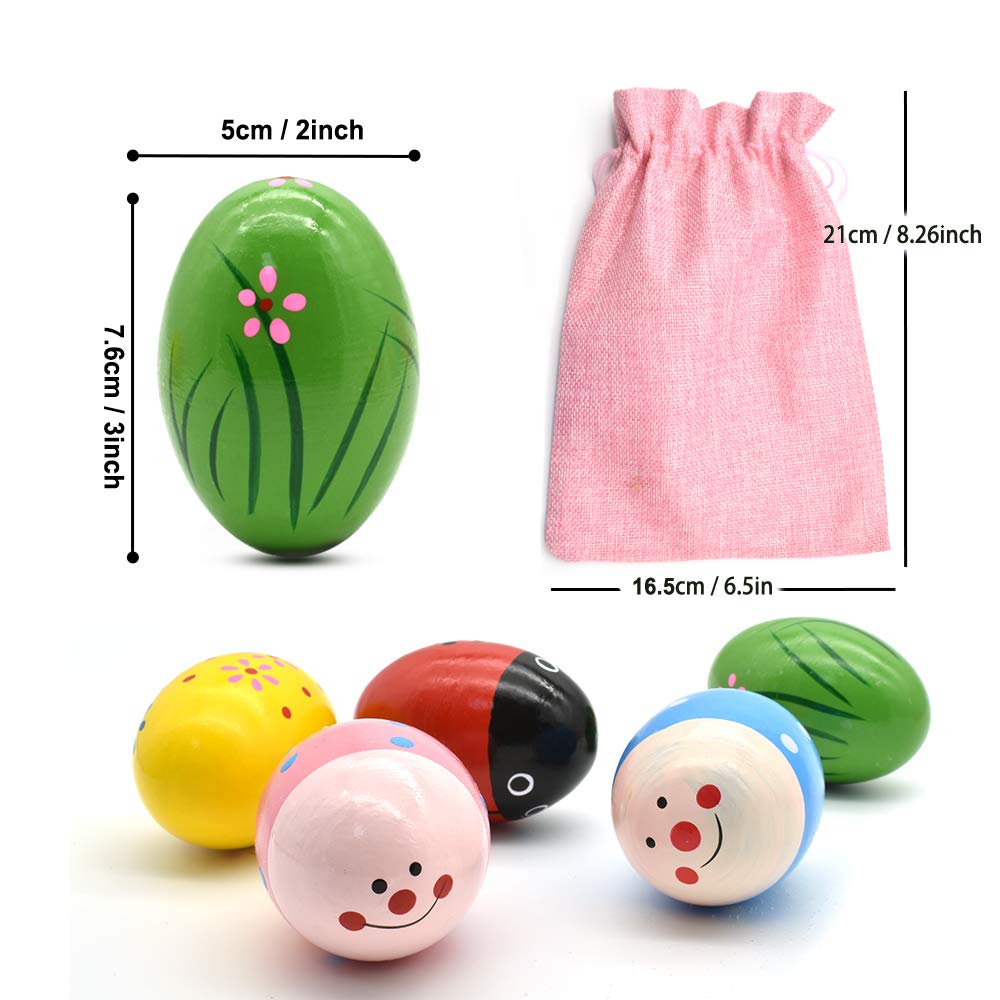 Hayder Wooden Easter Egg Shakers - 5 Pack Musical Percussion Toys for Kids, Easter Party Favors, Classroom Prizes & Basket Stuffers - Fun Easter Gifts for Children (Perfect for Easter Celebrations, Classroom Activities & Musical Playtime)