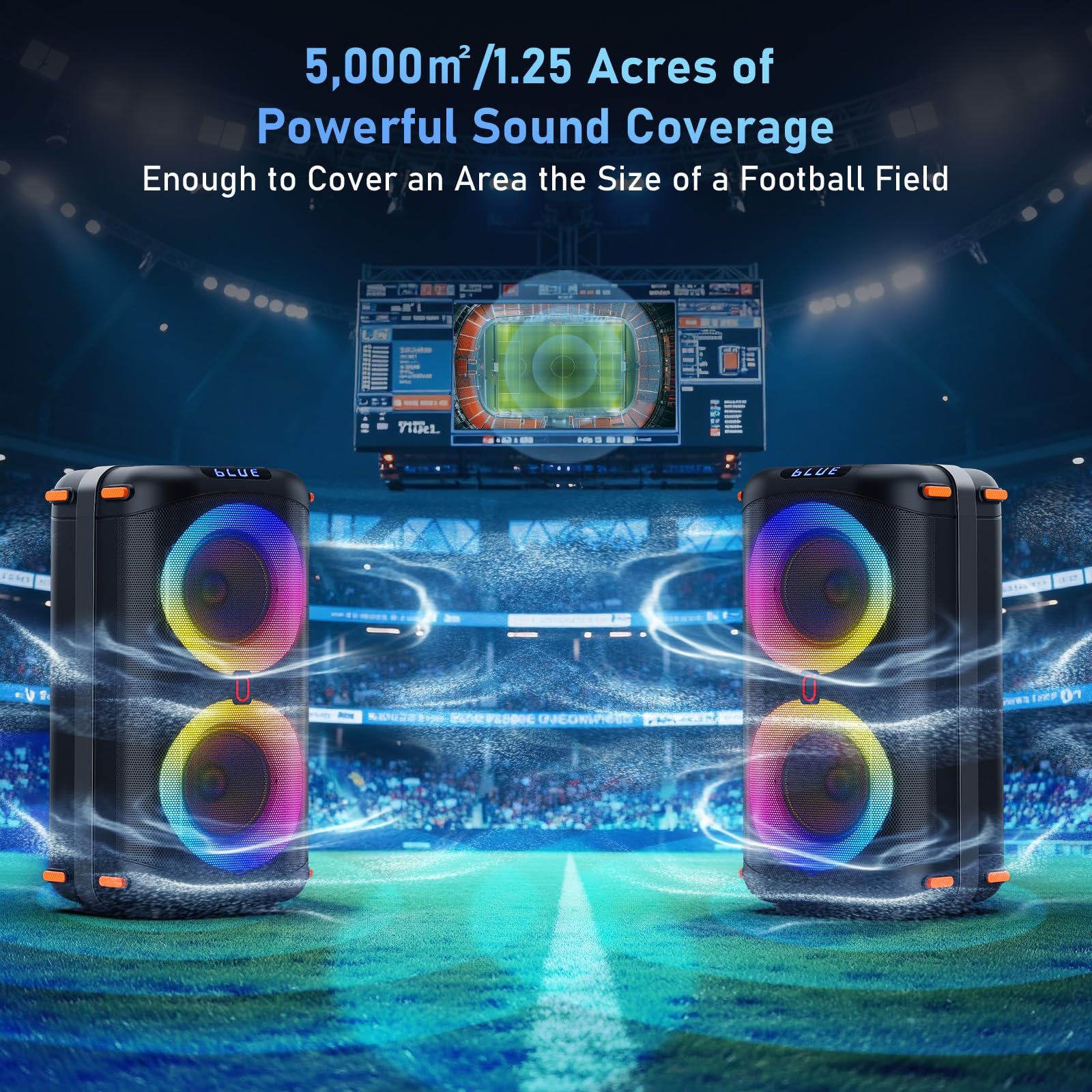 Portable Bluetooth Karaoke Machine with 2 Wireless Microphones | Professional PA System with Disco Lights & Dual 6.5