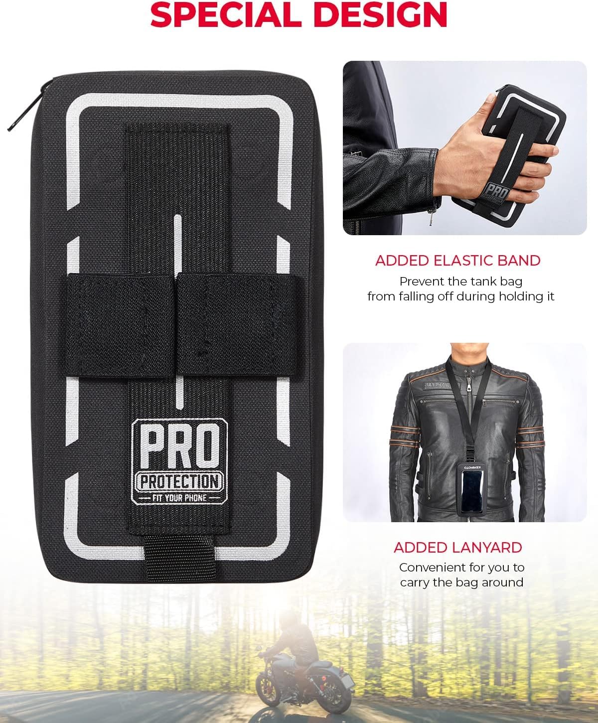 **KEMIMOTO Motorcycle Waterproof Tank Bag - 8 Strong Magnetic Snaps, Touchscreen-Compatible Phone Pouch (Fits Up to 6.5 Inch) - Ideal for Adventure Riding & Commuting**