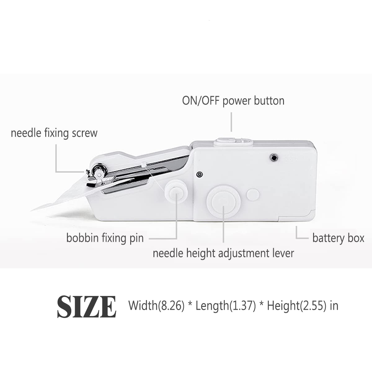 Portable Mini Sewing Machine Kit - Compact Handheld Sewing Machine with Needles, Scissors, Thimble & Tape Measure for Home, Travel, Emergency Repairs & DIY Projects