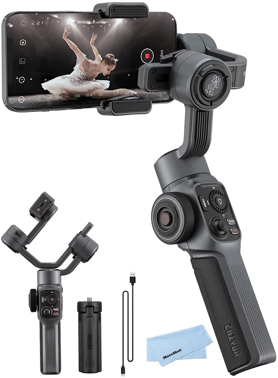Zhiyun Smooth 5 3-Axis Smartphone Gimbal Stabilizer for iPhone 14/13/12/11/Pro Max/Mini/XS/X/XR/8 & Android Phones - Perfect for YouTube, TikTok, Instagram Vlogging, Live Streaming & Smooth Video Recording