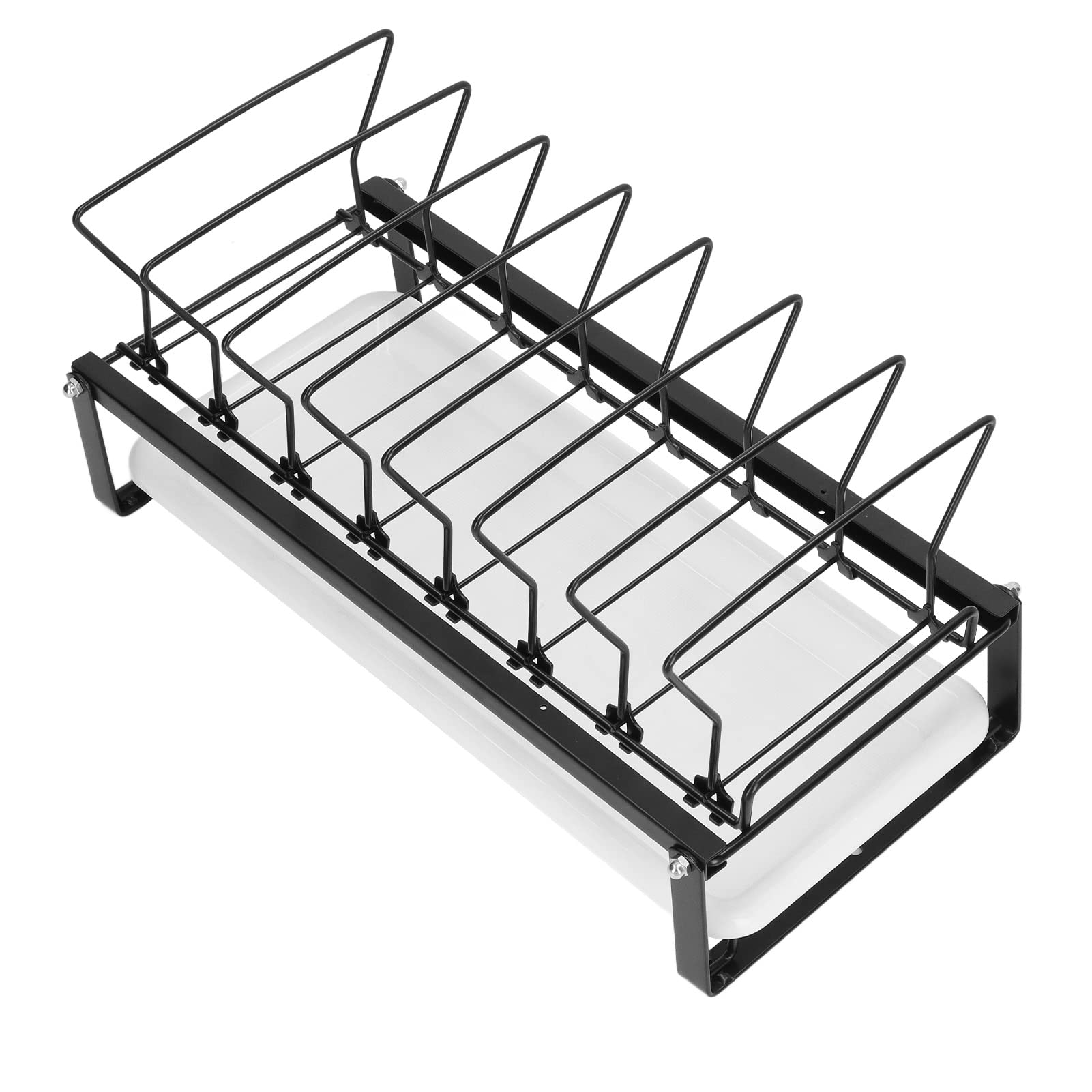 Stainless Steel Dish Drainer with Drip Tray & Cutlery Holder - Rust Proof Kitchen Drying Rack for Dishes & Utensils | Space Saving Tableware Organizer for Countertop (Black) - Perfect for Small Kitchens, Apartments & Dishwashing Stations