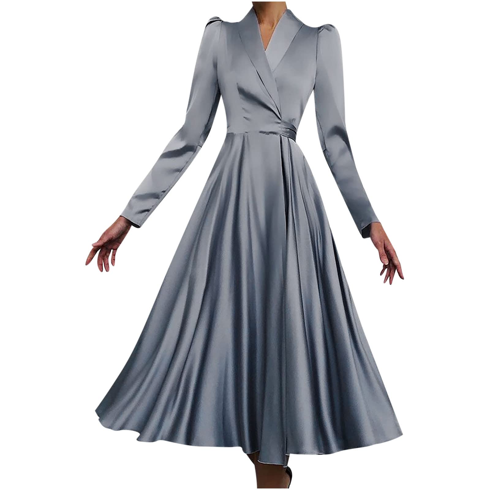 BLVB 2022 Women's Bandage Casual Solid V-Neck Long Sleeve Cardigan Dress - Perfect for Office Wear, Date Night & Fall Layering