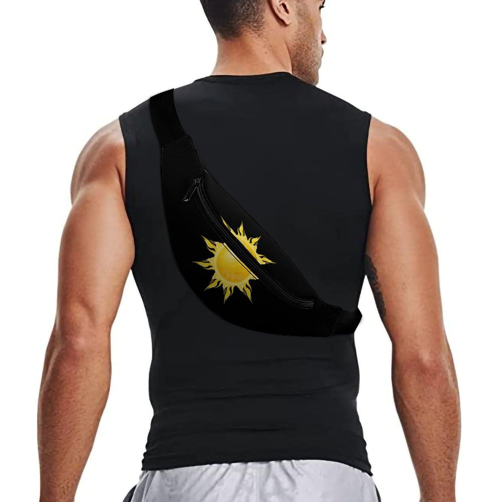 Cartoon Sun Waist Bag with Adjustable Strap - Crossbody Fanny Pack for Women & Men - Perfect for Running, Hiking, Travel & Outdoor Activities