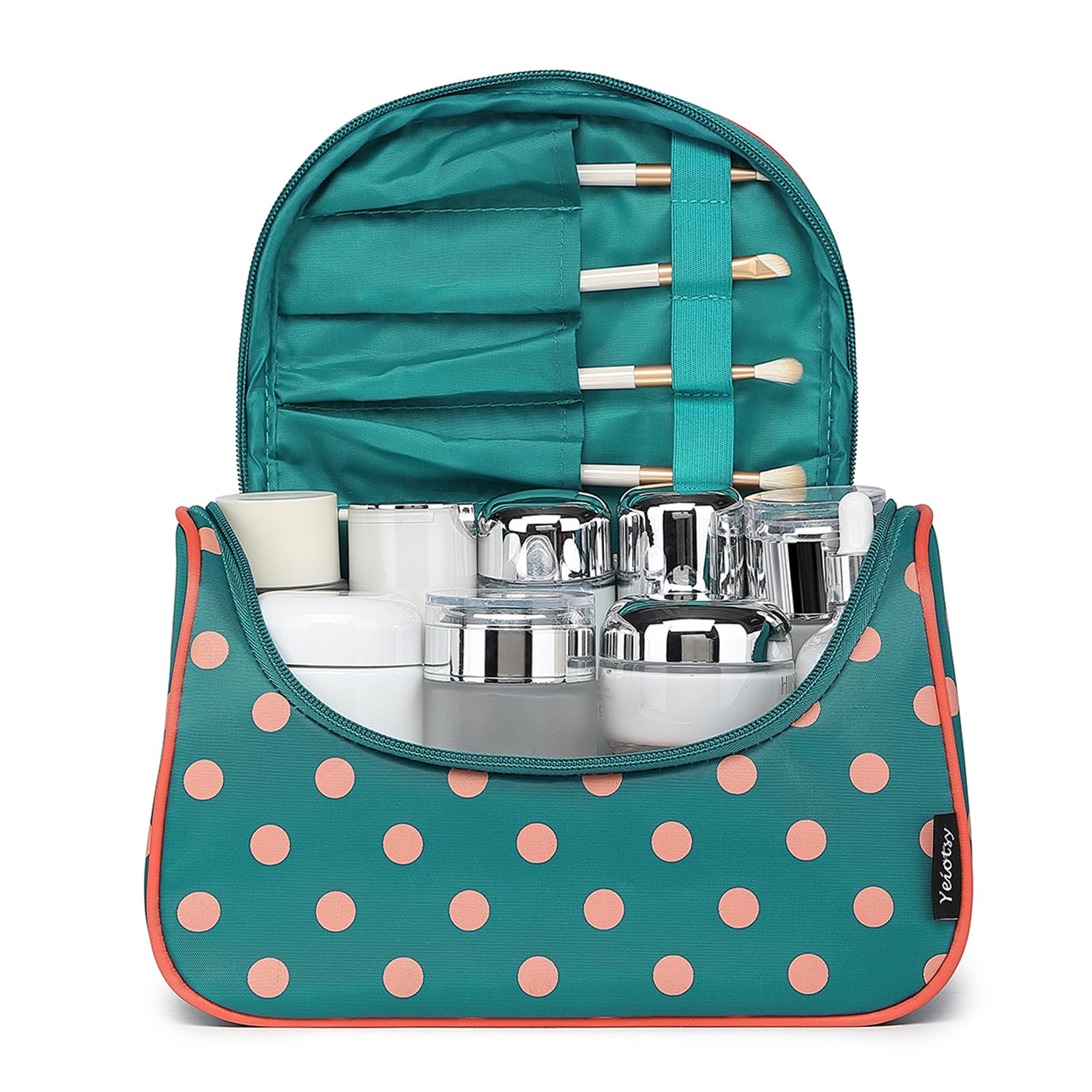 Yeiotsy Waterproof Cosmetic Bag for Women - Polka Dots Travel Makeup Organizer, Toiletry Pouch for Cosmetics & Skincare - Perfect for Travel, Gym, and Daily Use