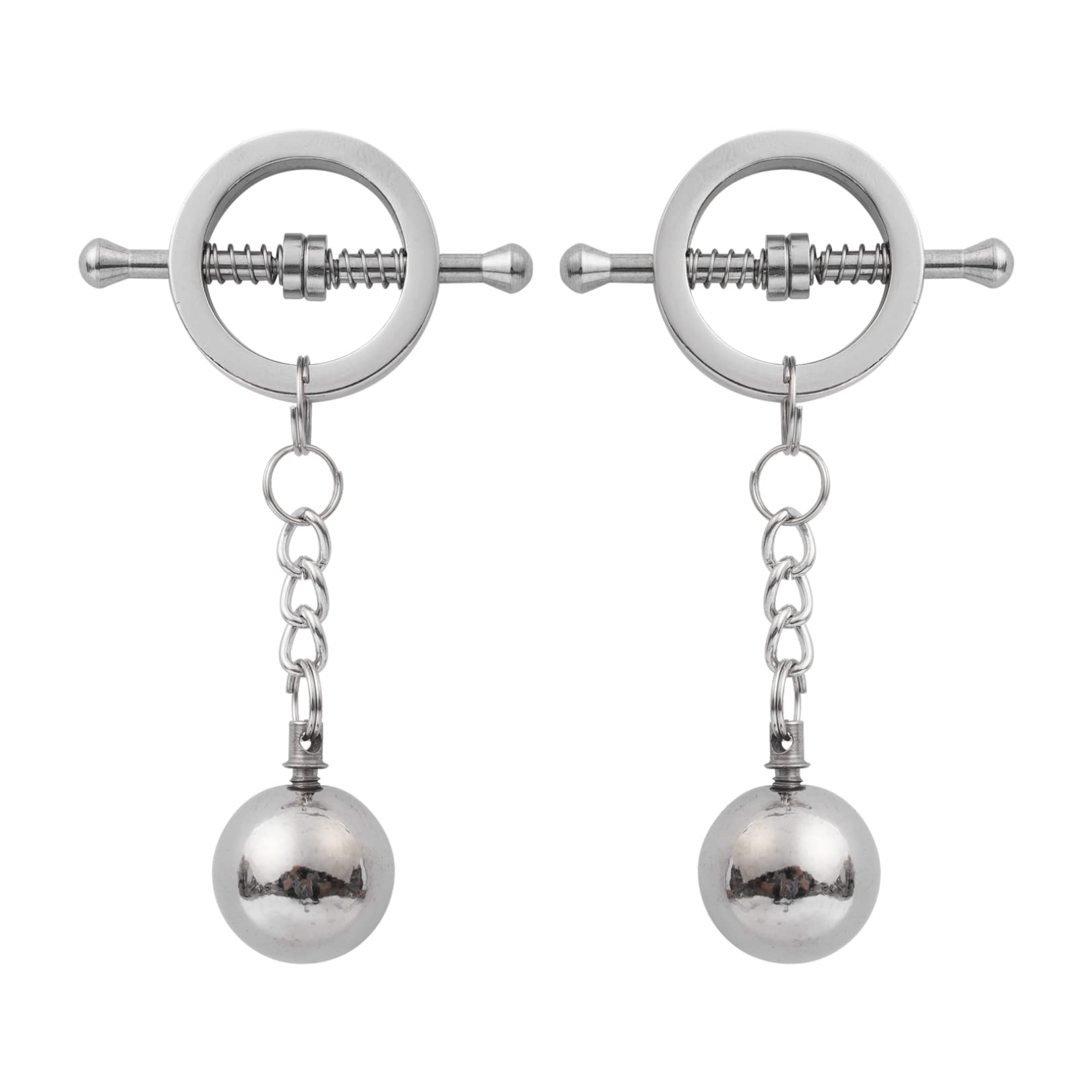 FEESHOW Non-Piercing Nipple Shield Rings - Stainless Steel Barbell Bar Clamp Jewelry for Sensual Play & BDSM Accessories
