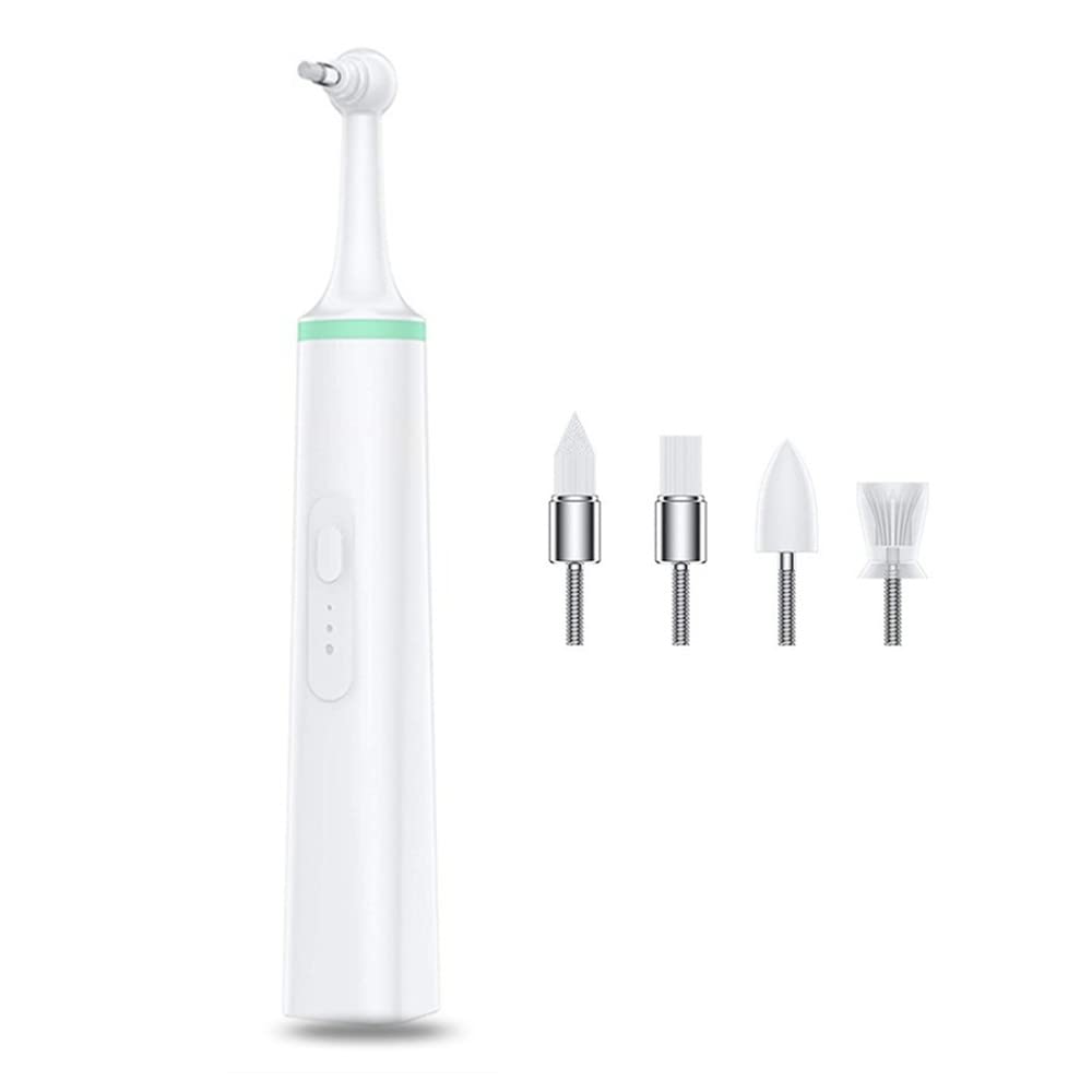 Electric Tooth Polisher & Stain Remover - Professional Teeth Whitening Kit with 4 Polishing Heads for Plaque, Tartar & Yellow Teeth - Safe for Humans & Pets - Perfect for Home Dental Care & Oral Hygiene (Green)
