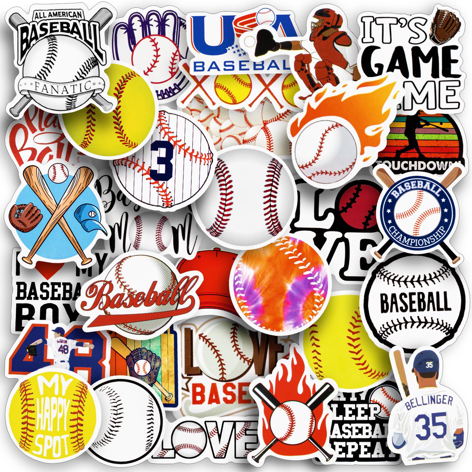 150PCS Baseball Stickers - Waterproof Vinyl Decals for Water Bottles, Helmets, Laptops, Posters & Scrapbooks - Perfect for Sports Fans, Teens & Kids - Great for DIY Crafts, School Projects & Party Decorations