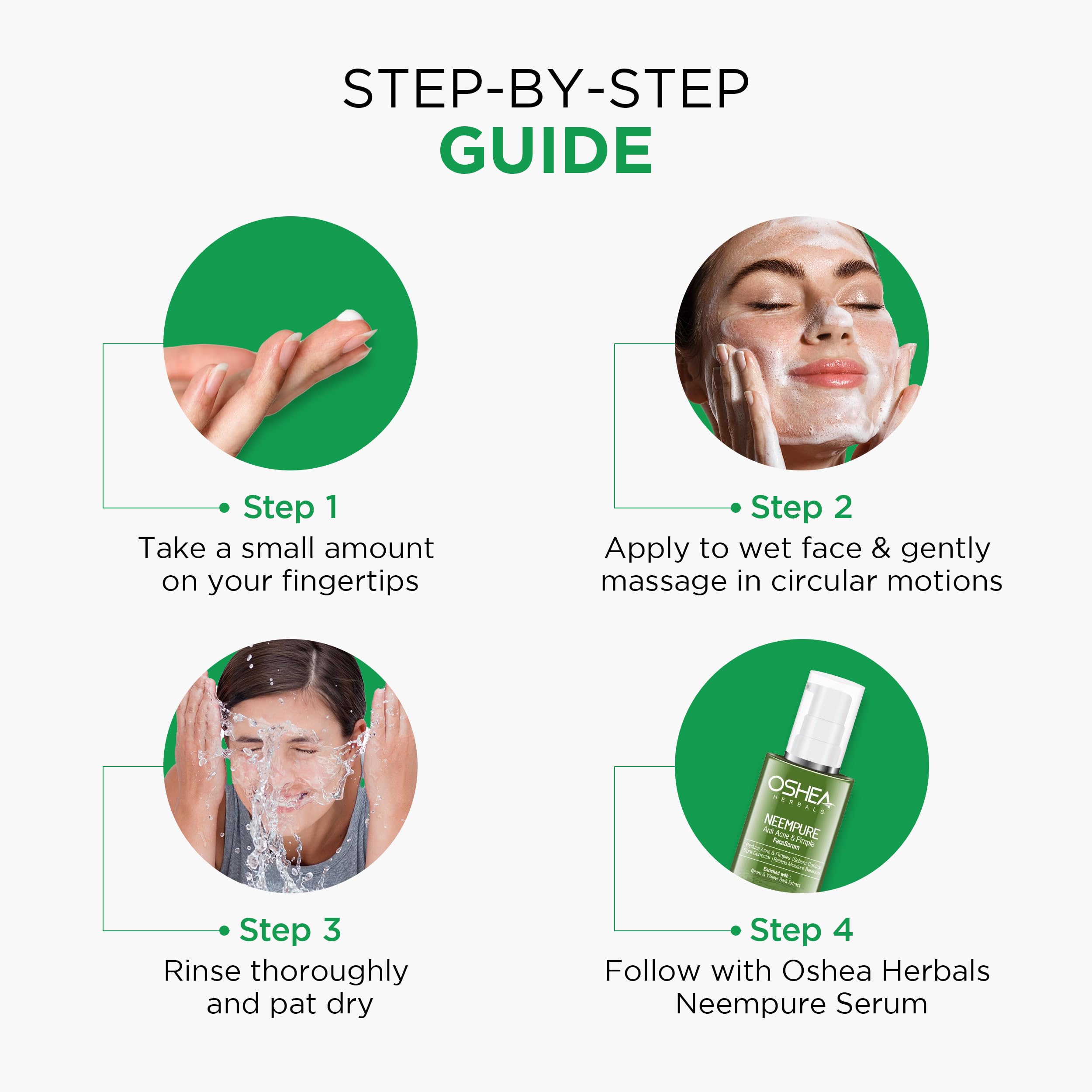 Oshea Herbals Neempure Anti Acne & Pimple Face Wash for Men & Women | Deep Cleansing with Neem Extract & Cinnamon Oil | Reduces Breakouts & Controls Sebum | Pack of 3 (50g) | Perfect for Daily Skincare & Acne-Prone Skin