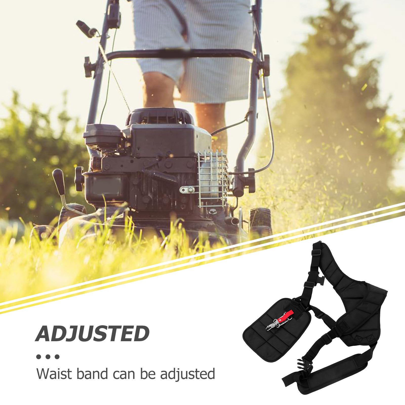 Yardwe Comfort Padded Double Shoulder Strap for String Trimmer & Brush Cutter - Adjustable Lawn Mower Accessory (11x4.7x3.6 Inch) - Perfect for Landscaping, Gardening & Yard Maintenance