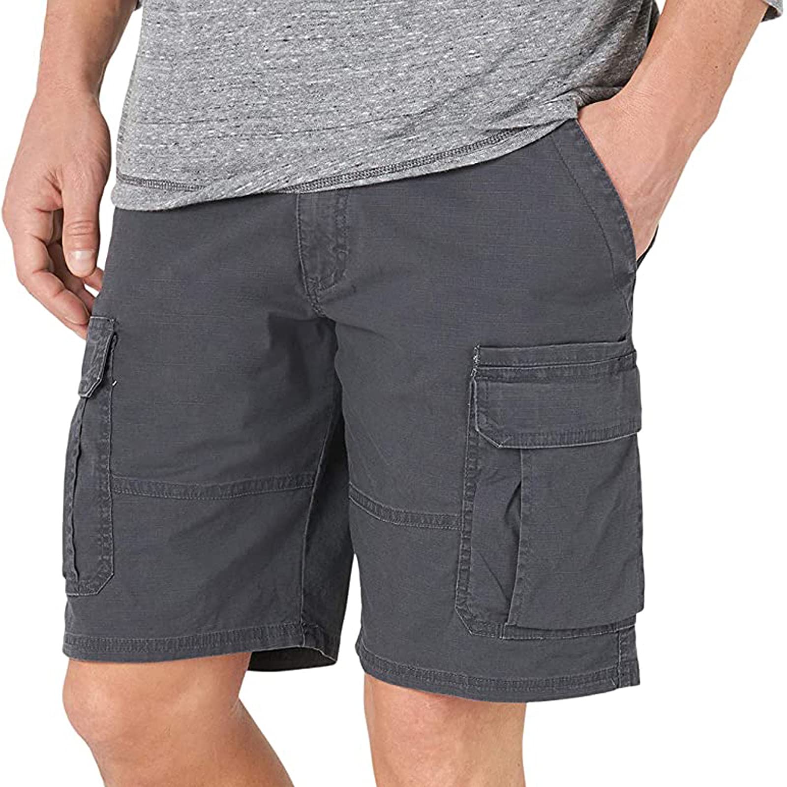 Men's Stretch Cargo Shorts with Multiple Pockets - Flat Front Woven Twill Cotton Work & Hiking Pants | Perfect for Outdoor Adventures, Workwear & Casual Wear