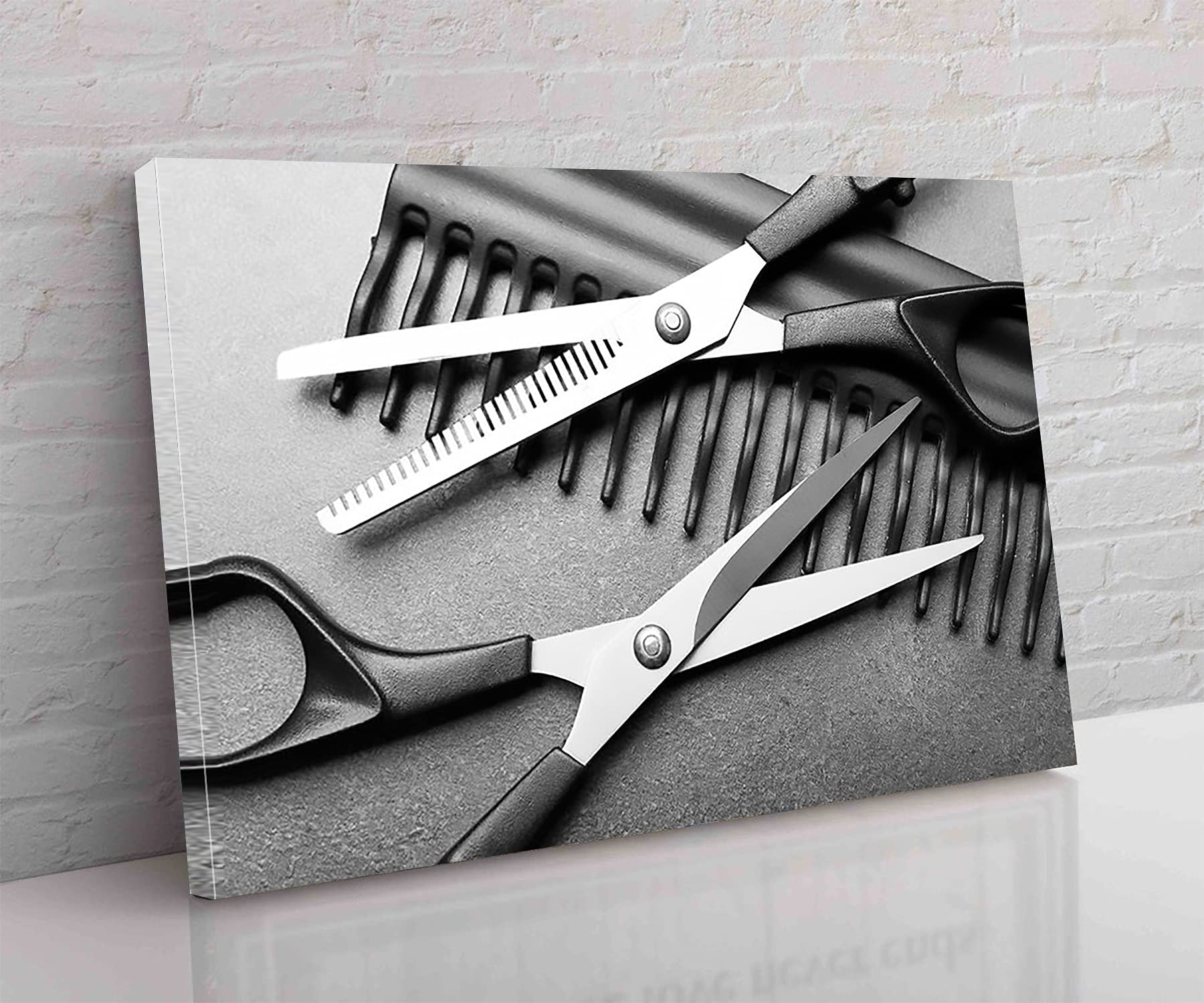 KEJPU Framed Canvas Wall Art for Hair Salon & Barber Shop Decor - 12''x18'' Modern Painting for Living Room, Office, Waiting Area - Ready to Hang Salon Wall Decor