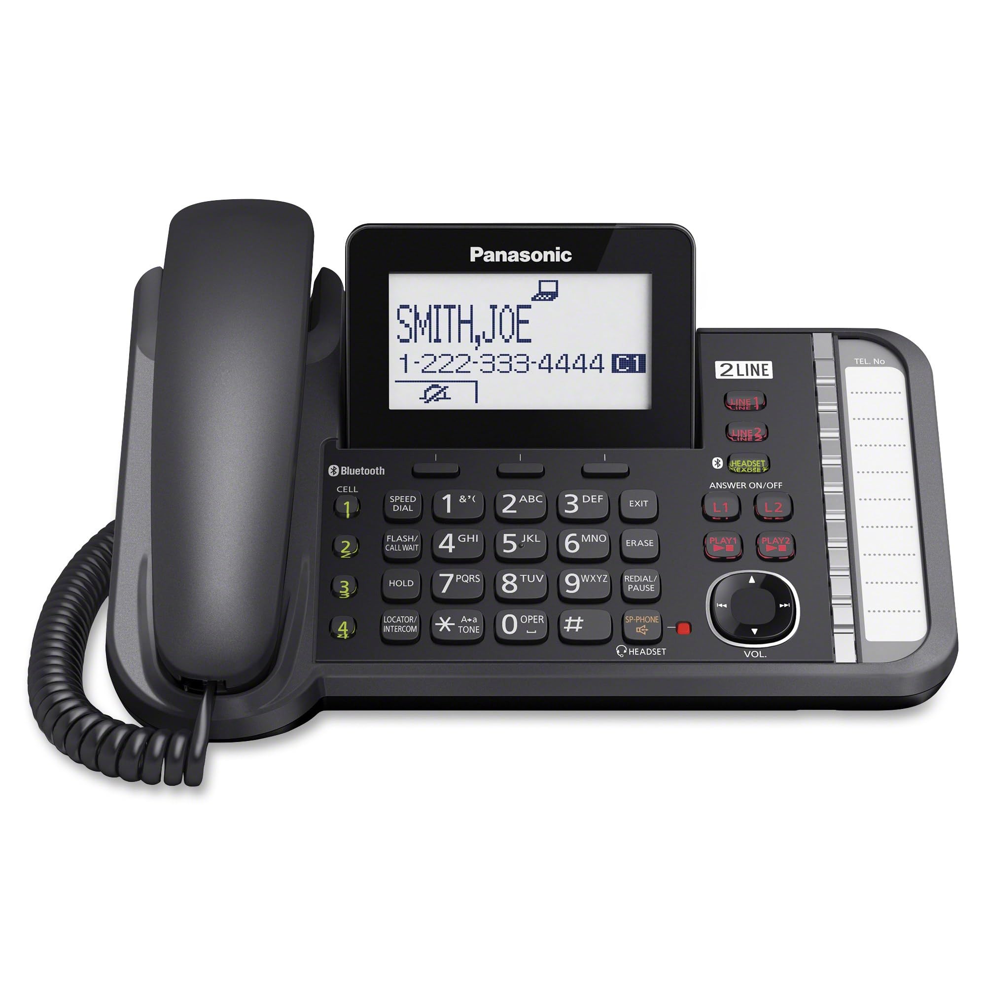 Panasonic KX-TG9581B Link2Cell DECT 6.0 Cordless Phone with 2-Line Digital & 1-Handset - Perfect for Home & Office Communication