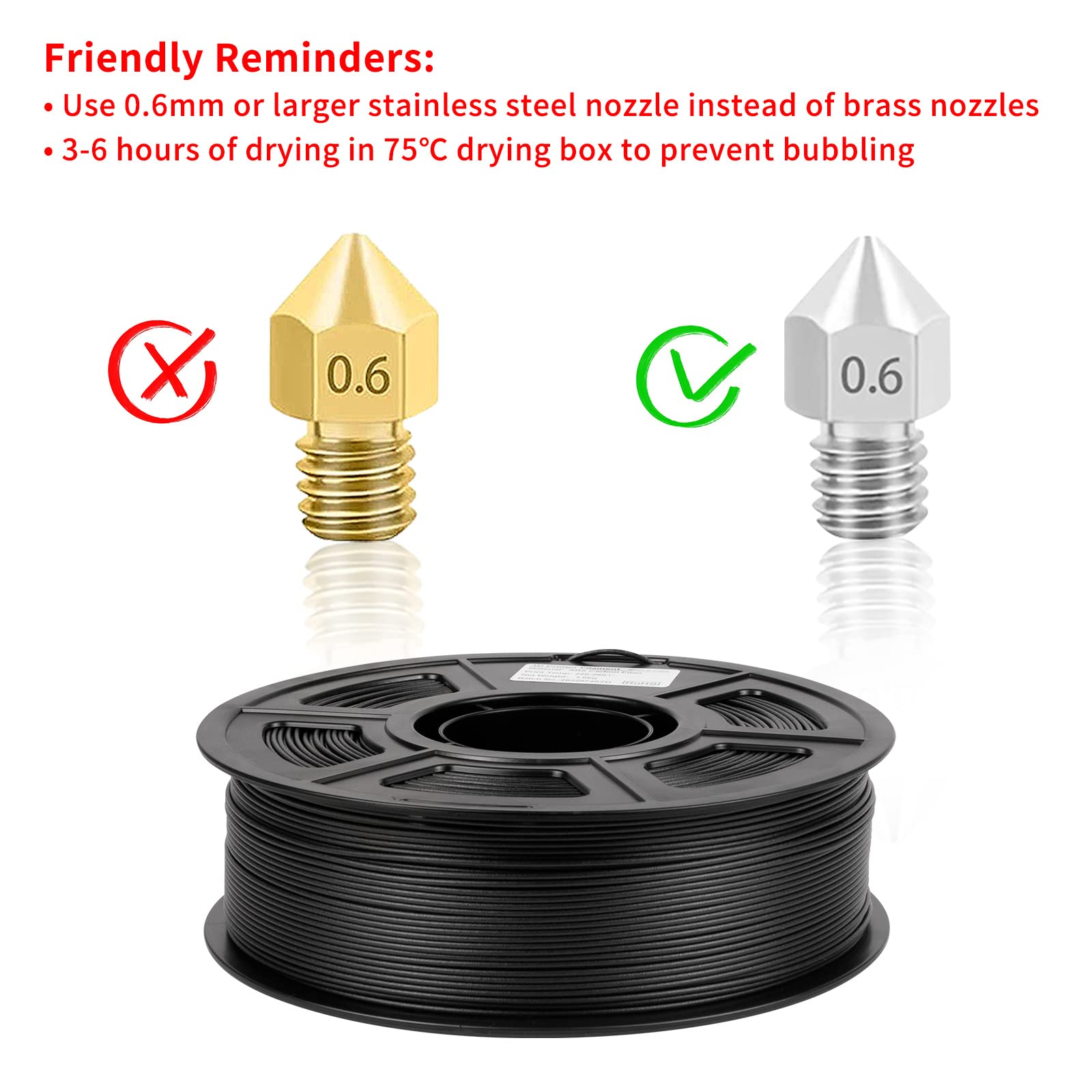 Premium 1.75mm Carbon Fiber ABS Filament - High Strength & Lightweight 3D Printing Material, 1kg (2.2lbs) Spool for Professional 3D Printers - Ideal for Automotive Parts, Drone Components & Industrial Prototypes