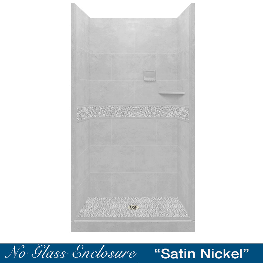 Pebble Portland Cement Small Alcove Shower Enclosure Kit – Waterproof & Durable Bathroom Shower Solution for Home Renovation & Modern Bathroom Design