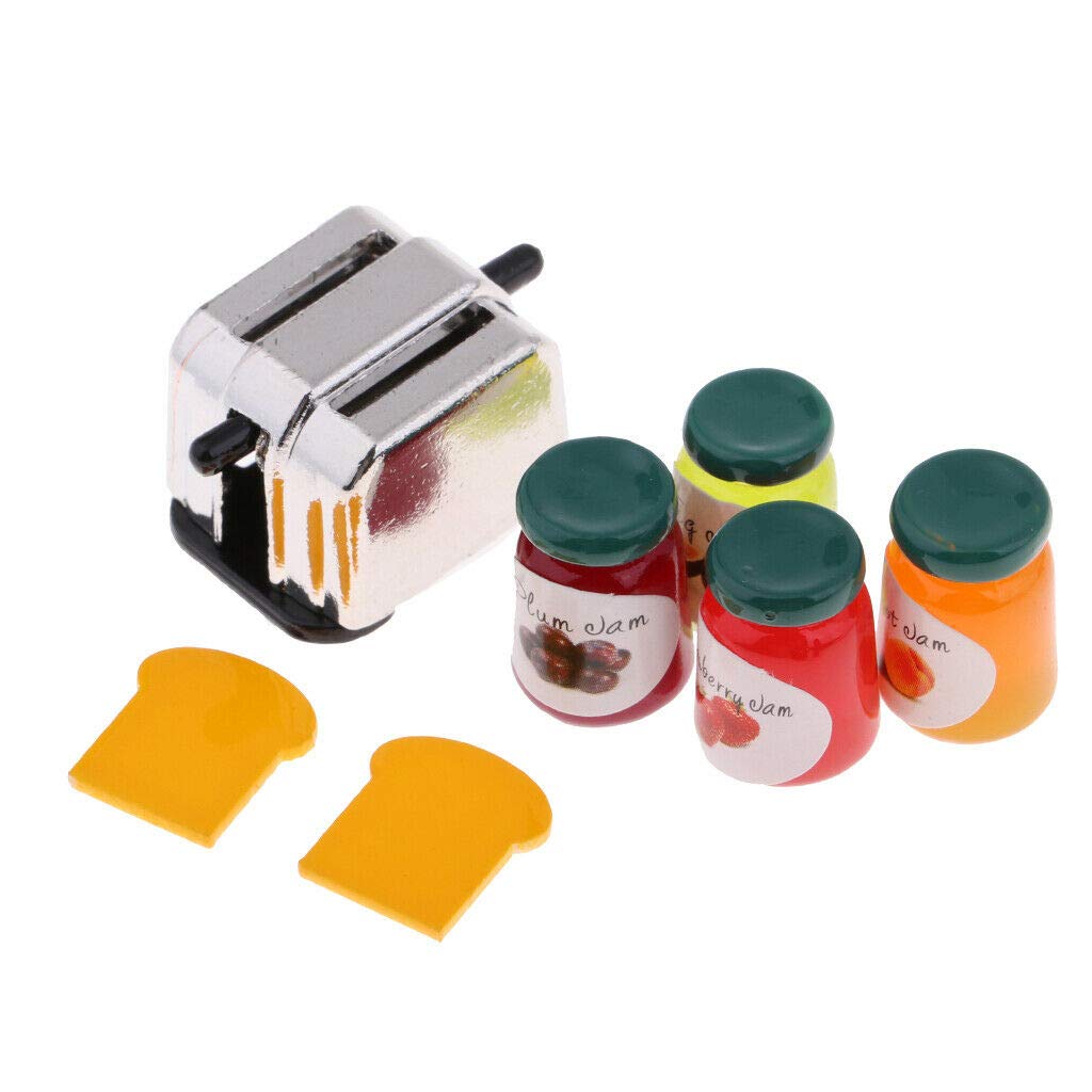 1:12 Scale Miniature Dollhouse Bread Maker with Bread & Fruit Jam Set - Perfect for Dollhouse Decor, Miniature Collectors & DIY Craft Scenes