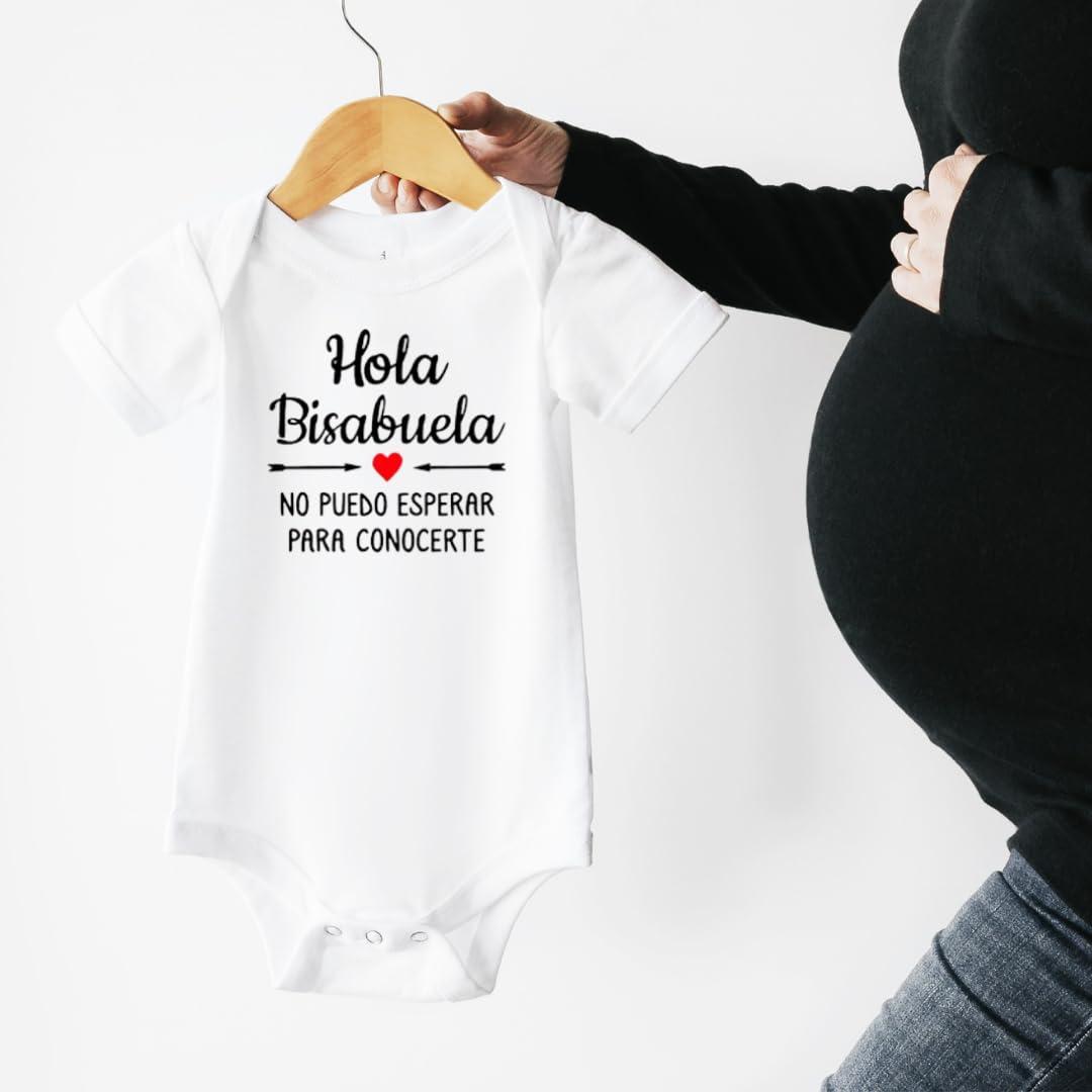 Cute Spanish Baby Announcement Onesie - 'Hola Bisabuela' Pregnancy Gift for Great Grandma, Unique Baby Reveal Idea for Abuelita to Be - Perfect for Gender Reveal Parties & Family Celebrations