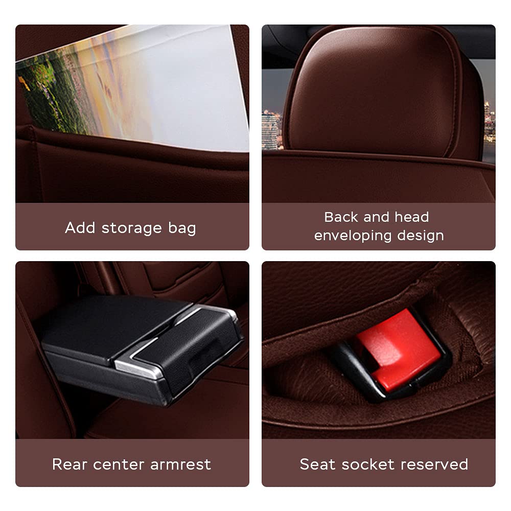 Luxury PU Leather Front & Rear Seat Covers for Nissan Titan 2004-2018 - Comfortable, Durable & Wear-Resistant Brown Car Seat Protectors - Perfect for Daily Commuting, Road Trips & Truck Interior Protection