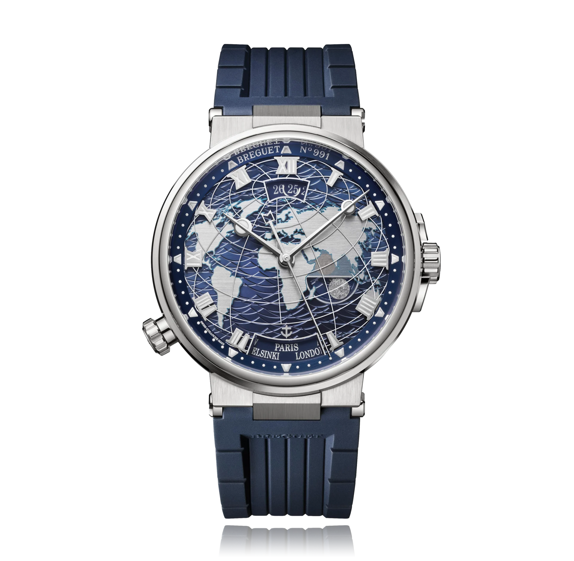 Breguet Marine Hora Mundi 18K White Gold Luxury Men's Watch - Automatic Movement, Water Resistant, Date Display - Perfect for Business Meetings, Formal Events & Luxury Gifts