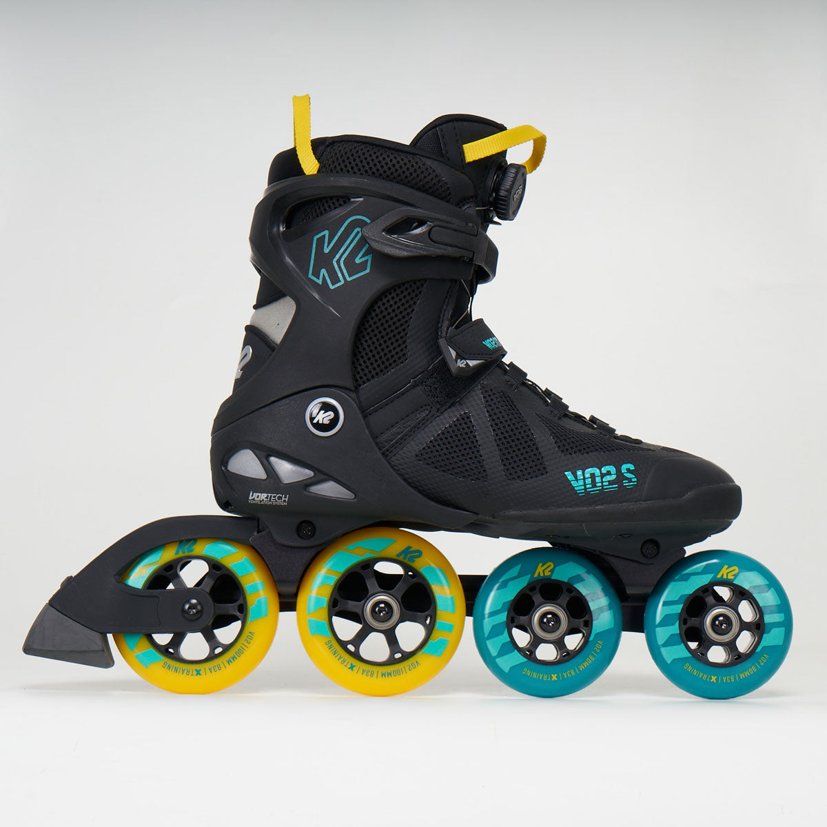 K2 VO2 S 100 X Boa Inline Skates - Blue/Yellow (Hi/Low) - Perfect for Fitness, Speed Skating & Urban Commuting