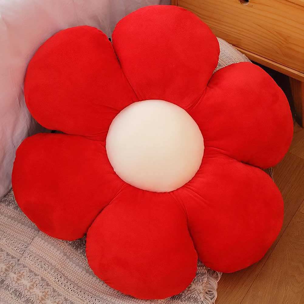 Furry Flower Shaped Throw Pillow - Colorful Floor Cushion for Home, Car & Office Decor - Soft Crystal Velvet Red Pillow (25 inch/60cm) - Perfect for Living Room, Bedroom, Nursery & Workspace Seating