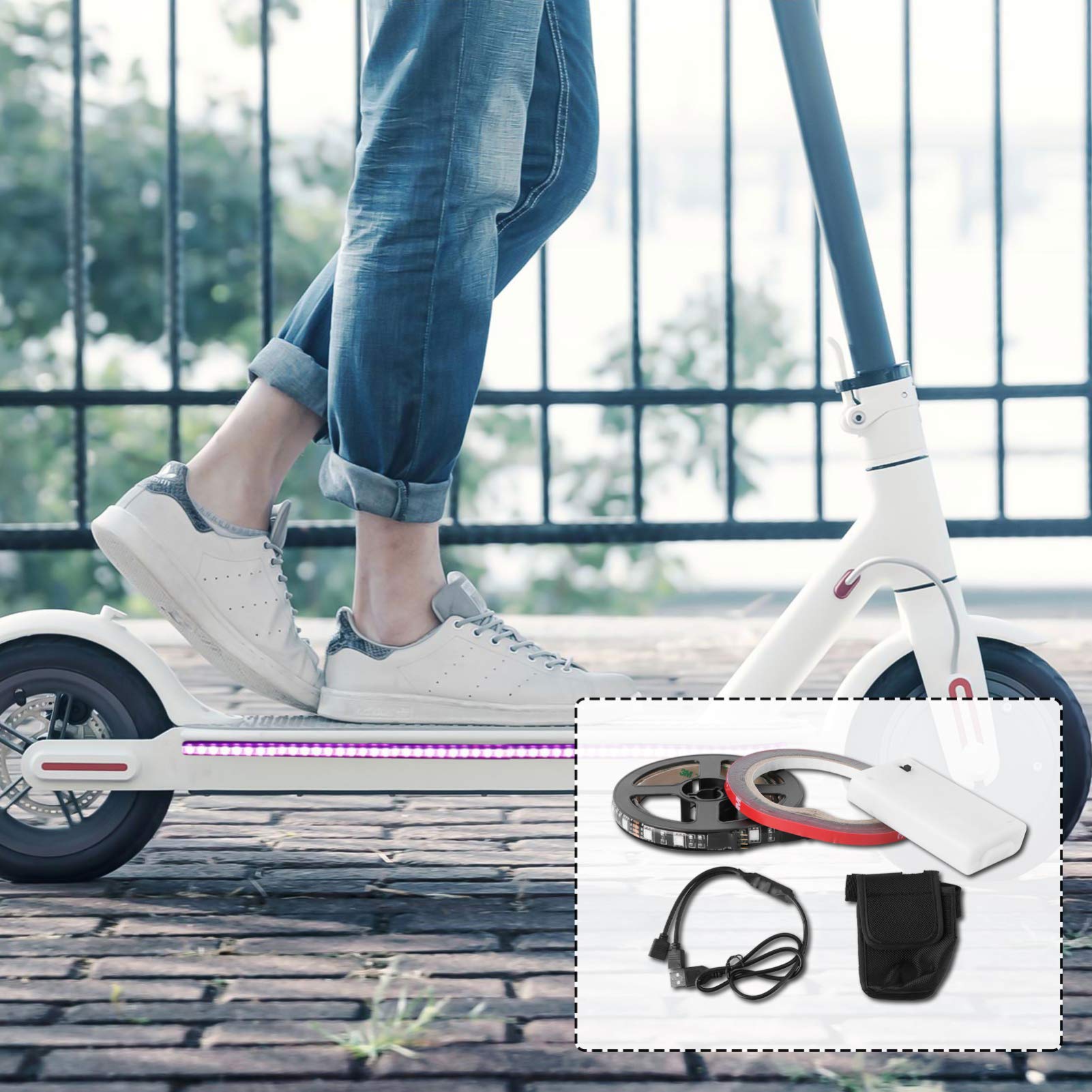 Electric Scooter LED Light Strip Kit - Waterproof Decorative Lighting Accessories for Scooter Customization & Night Riding Safety
