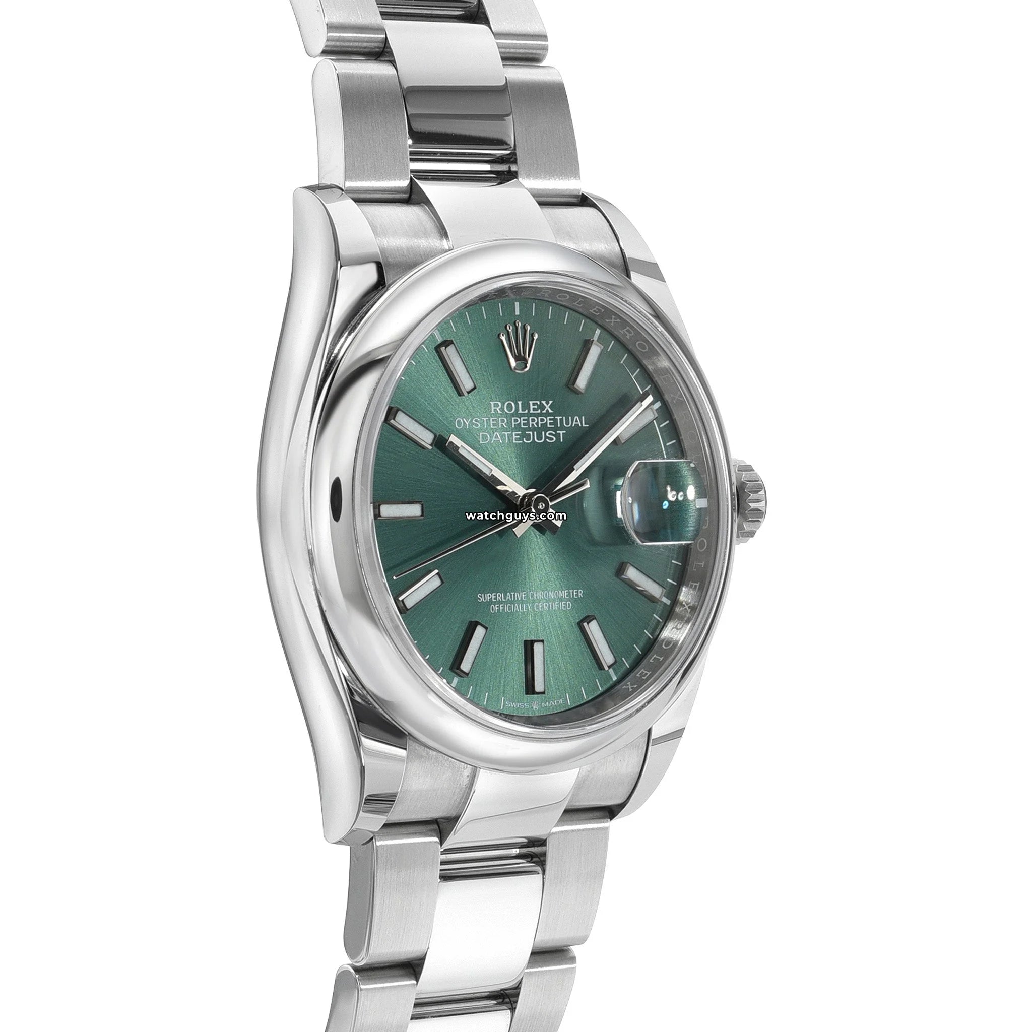 Rolex Datejust 126200 Stainless Steel Watch with Mint Green Dial & Oyster Bracelet - Perfect for Business Meetings & Luxury Events