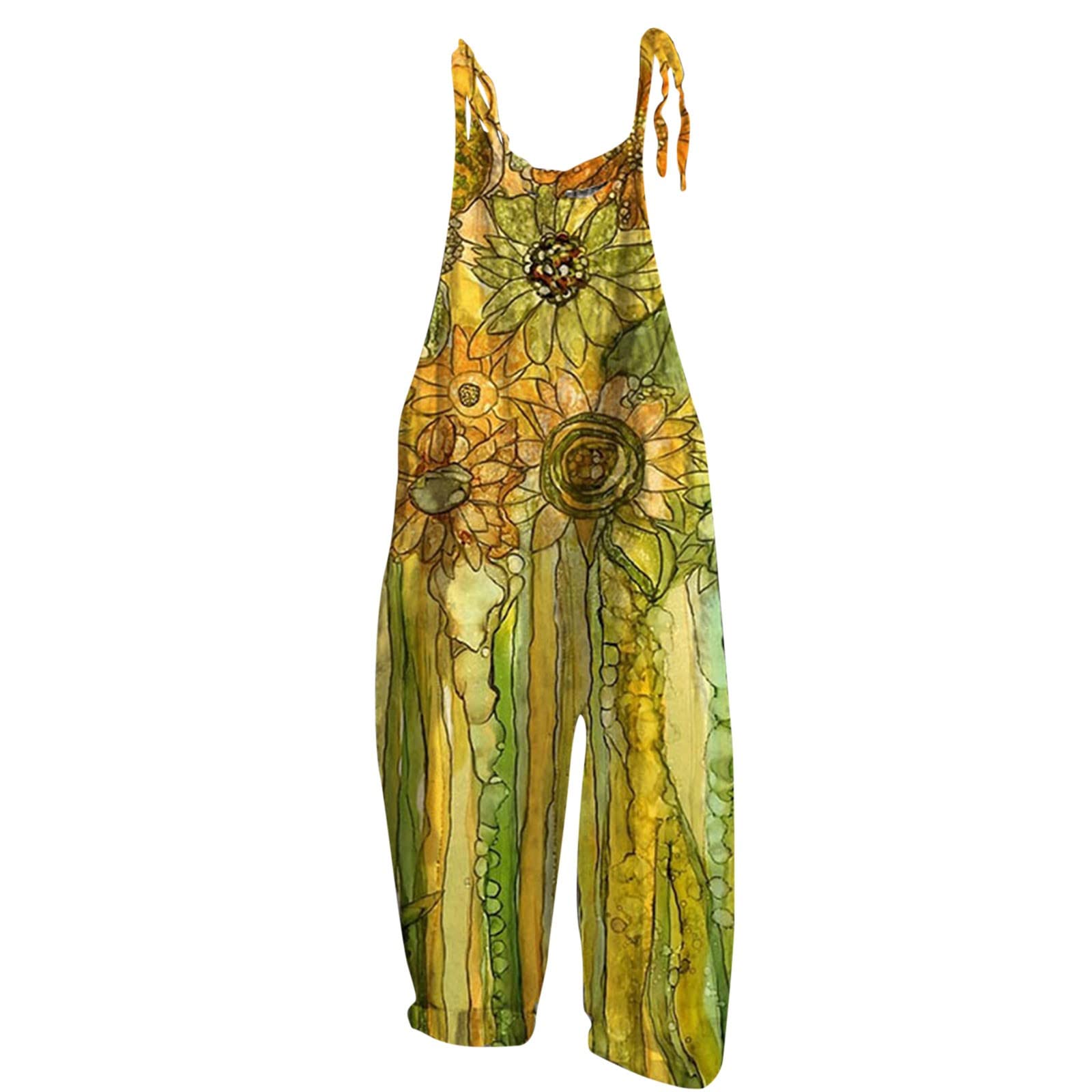 Women's Floral Print High Waist Belted Wrap Wide Leg Jumpsuit Culotte Pants - Elegant Summer Outfit for Beach, Vacation & Casual Wear