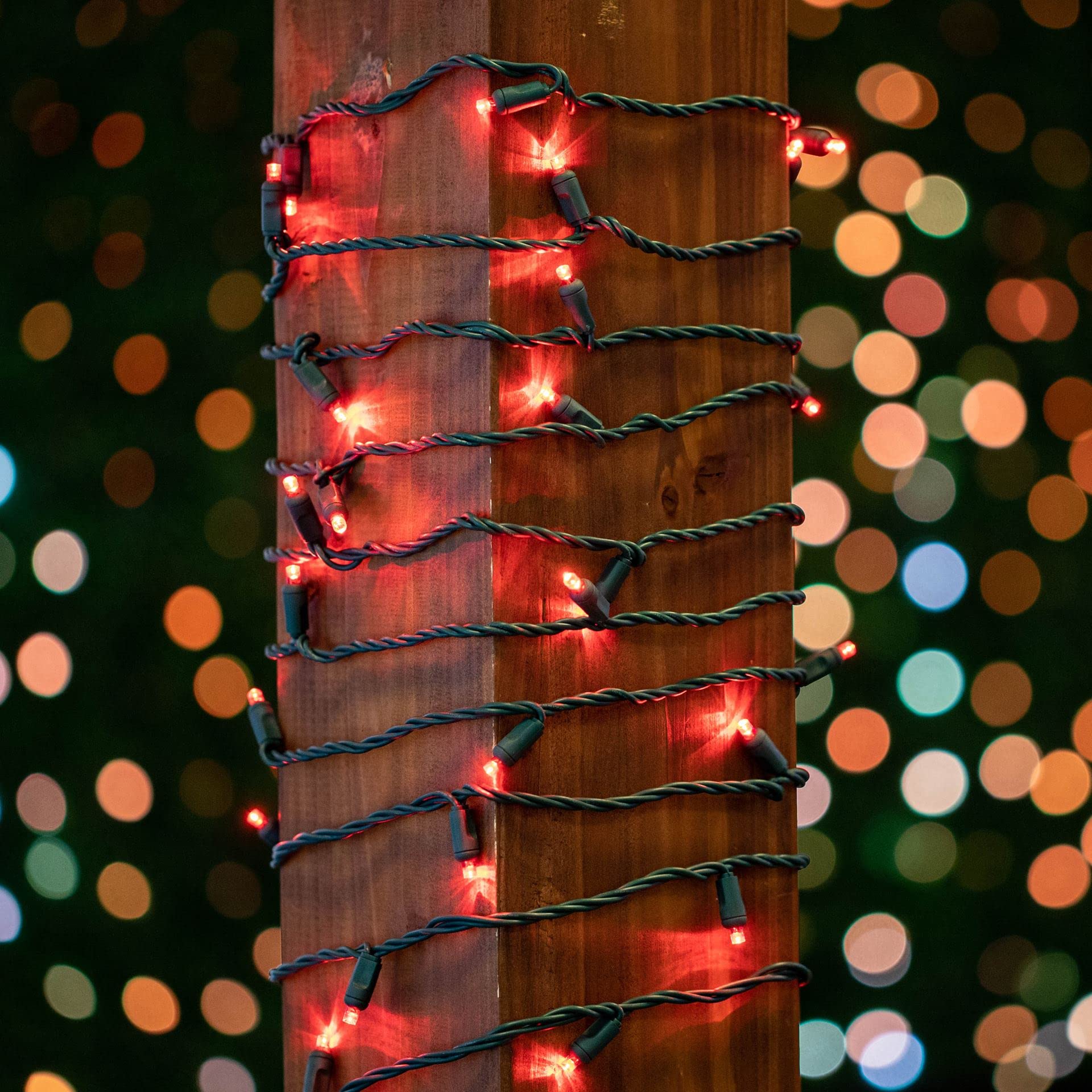 50 LED Christmas Mini Lights - Outdoor Waterproof String Lights for Patio, Garden, Party (Red & Green Wire, 11 Feet) - Perfect for Holiday Decorations, Backyard Events & Festive Gatherings