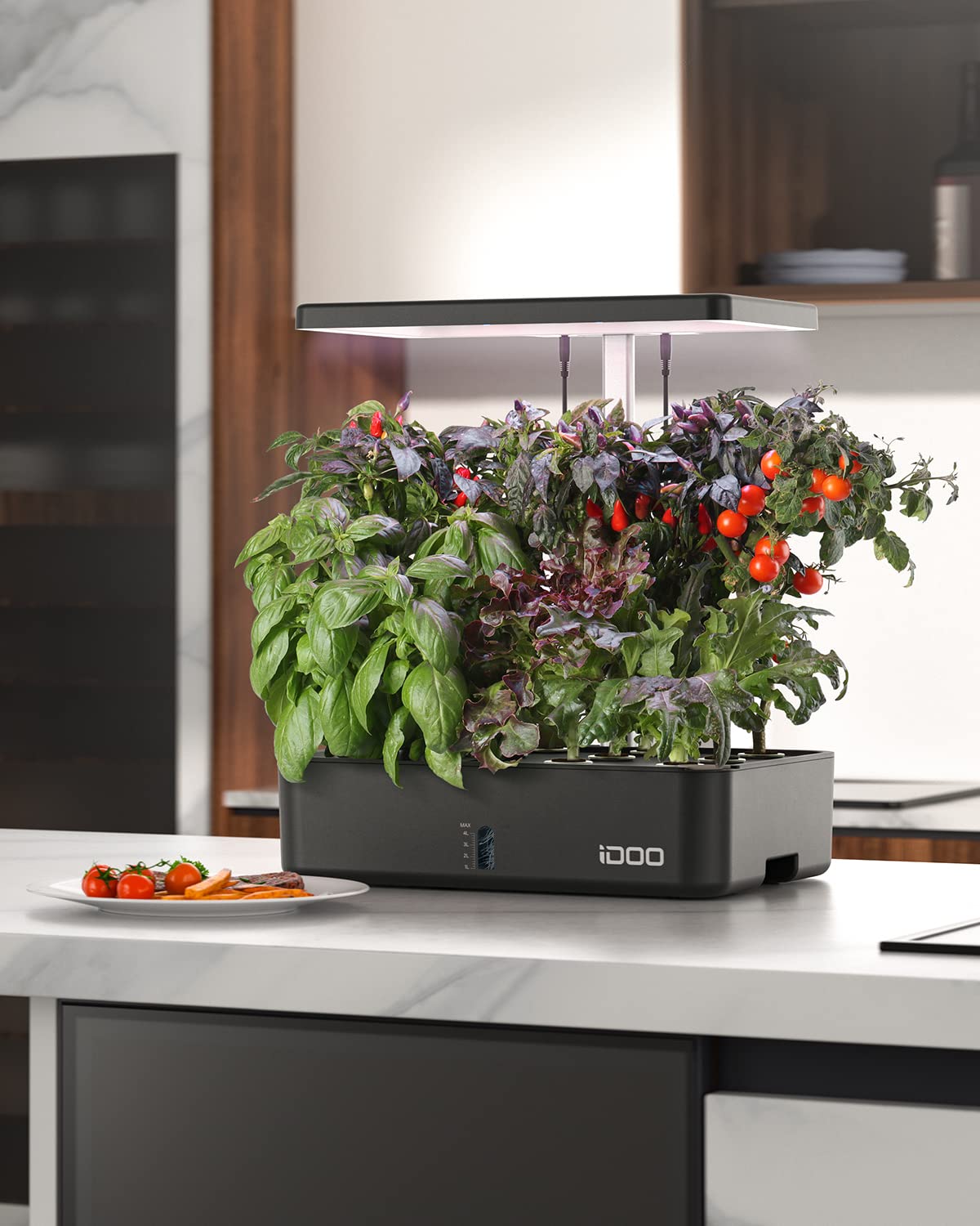 iDOO 12-Pod Hydroponics Growing System Kit with LED Grow Light, Built-in Fan & Auto Timer - Indoor Herb Garden for Home, Adjustable Height up to 11.3