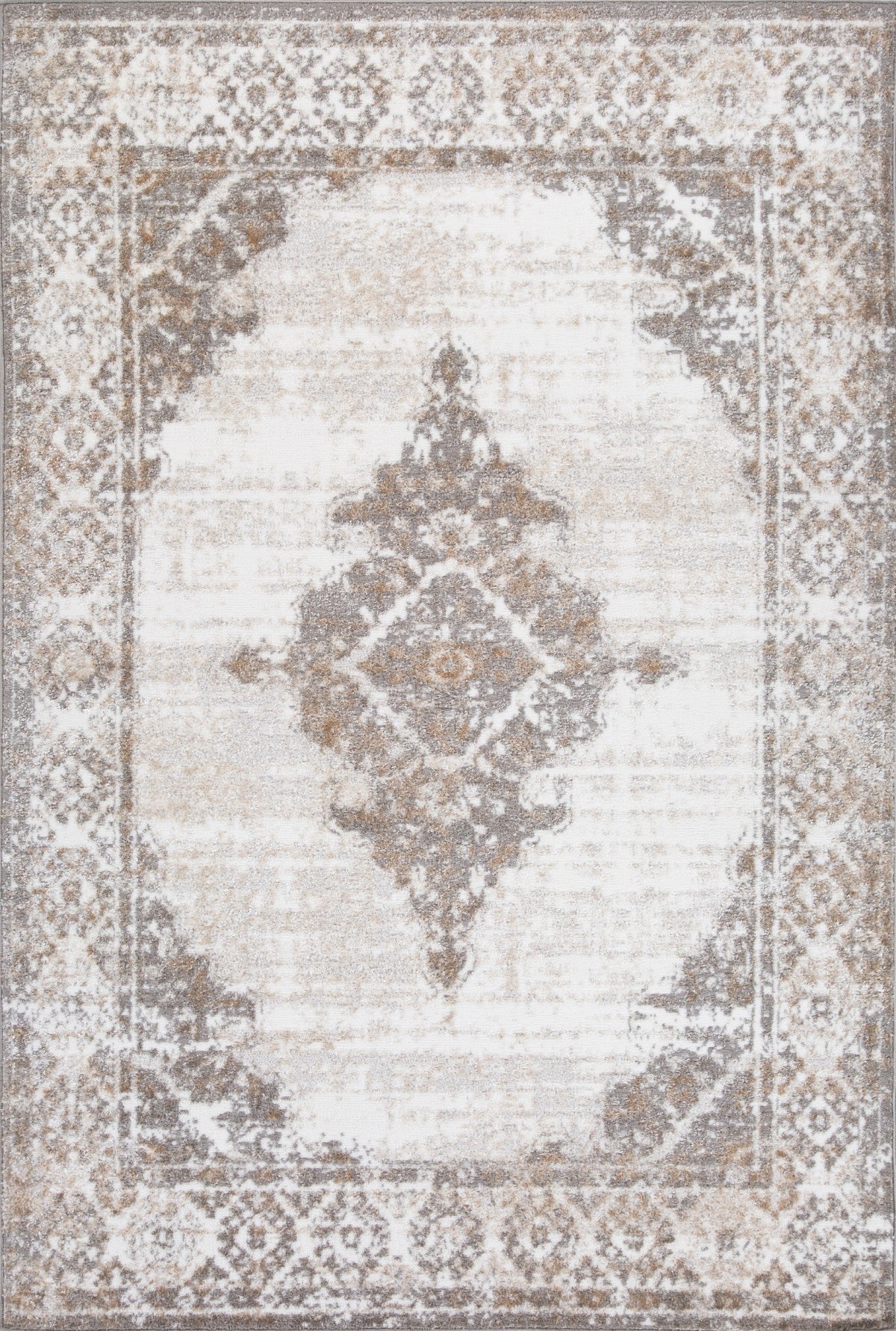 8x11 Area Rug Grey and Cream - Soft Modern Boho Rug for Living Room, Bedroom, Dining Room - Non-Slip Comfortable Floor Mat for Home Decor